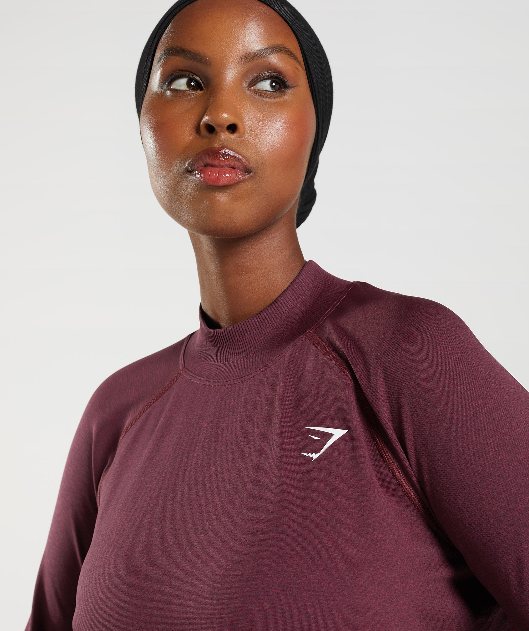 Vital Seamless Long Line Top in Baked Maroon Marl - view 6