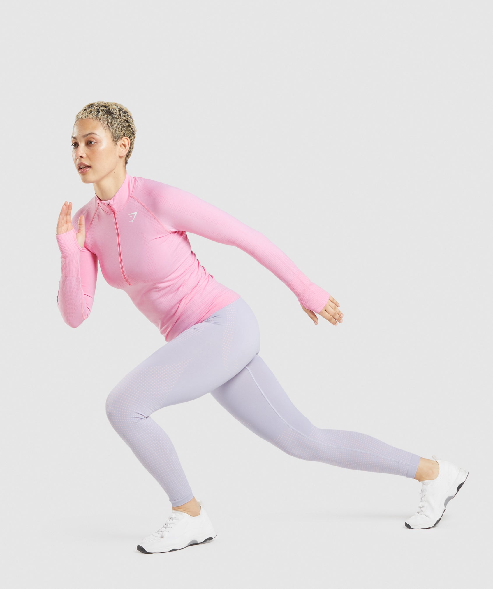 Vital Seamless 2.0 1/2 Zip Pullover in Sorbet Pink Marl - view 4