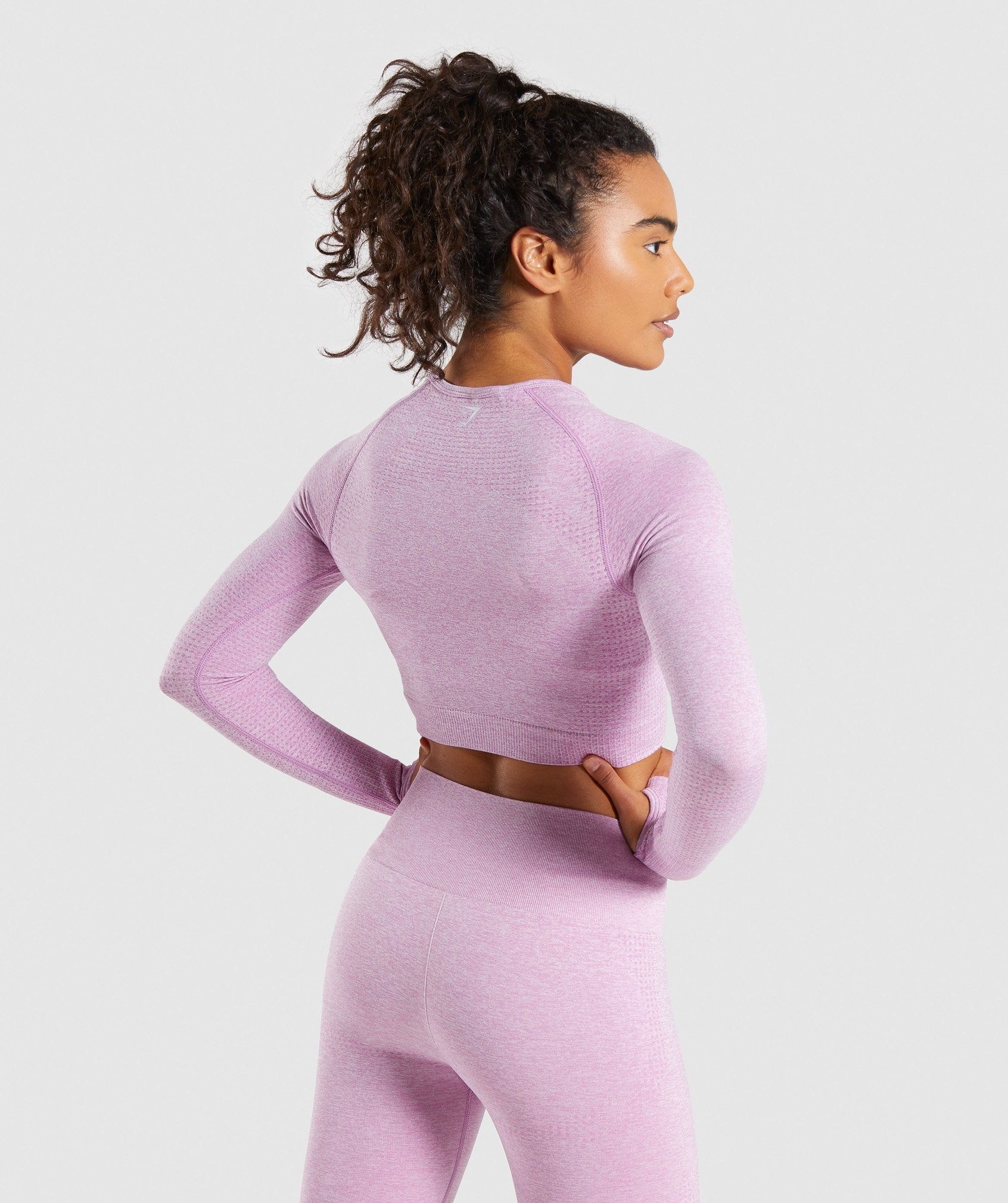 Vital Seamless Long Sleeve Crop Top in Pink - view 2