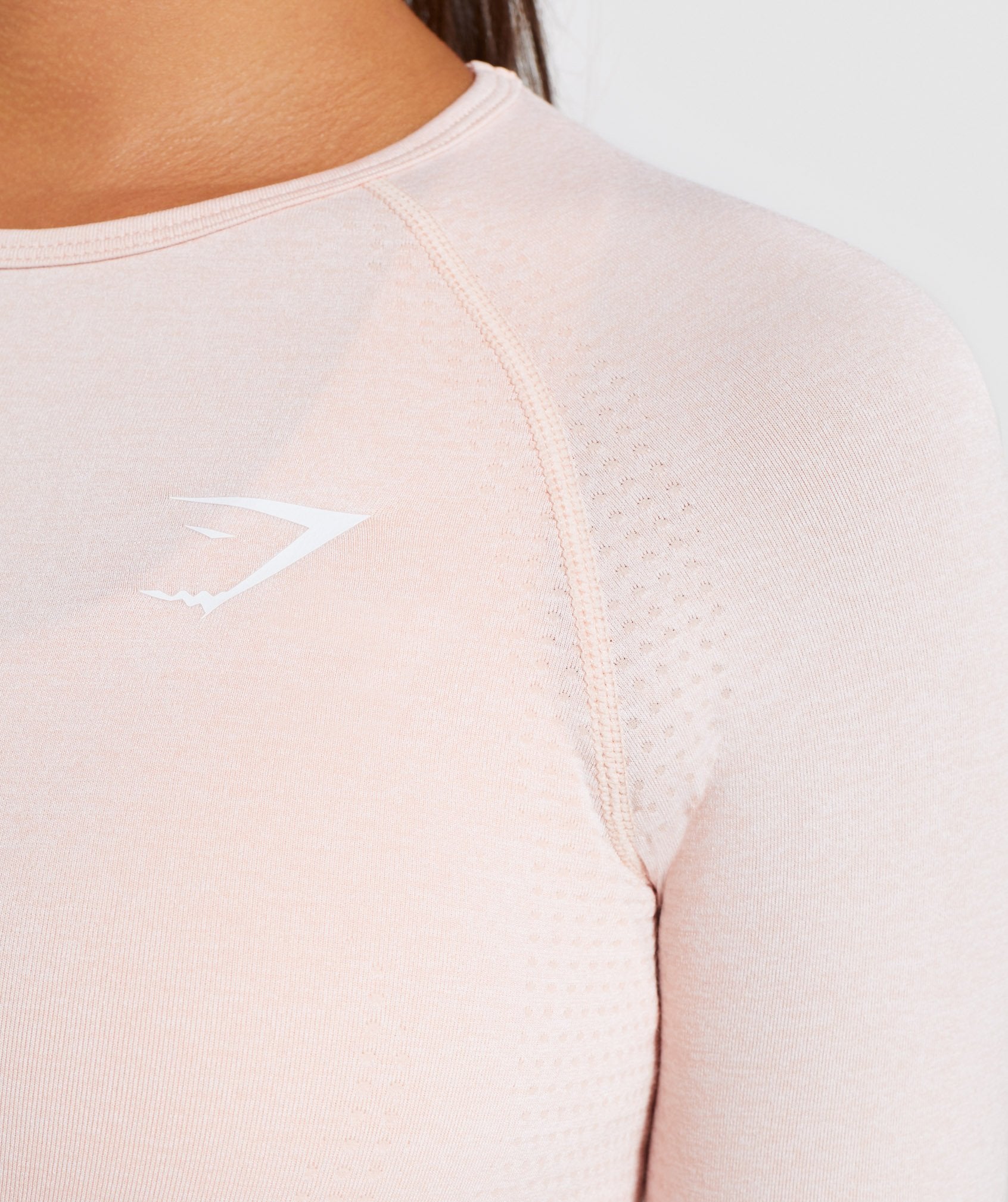 Blush Nude Marl Vital Seamless Long Sleeve T-Shirt Logo From Front