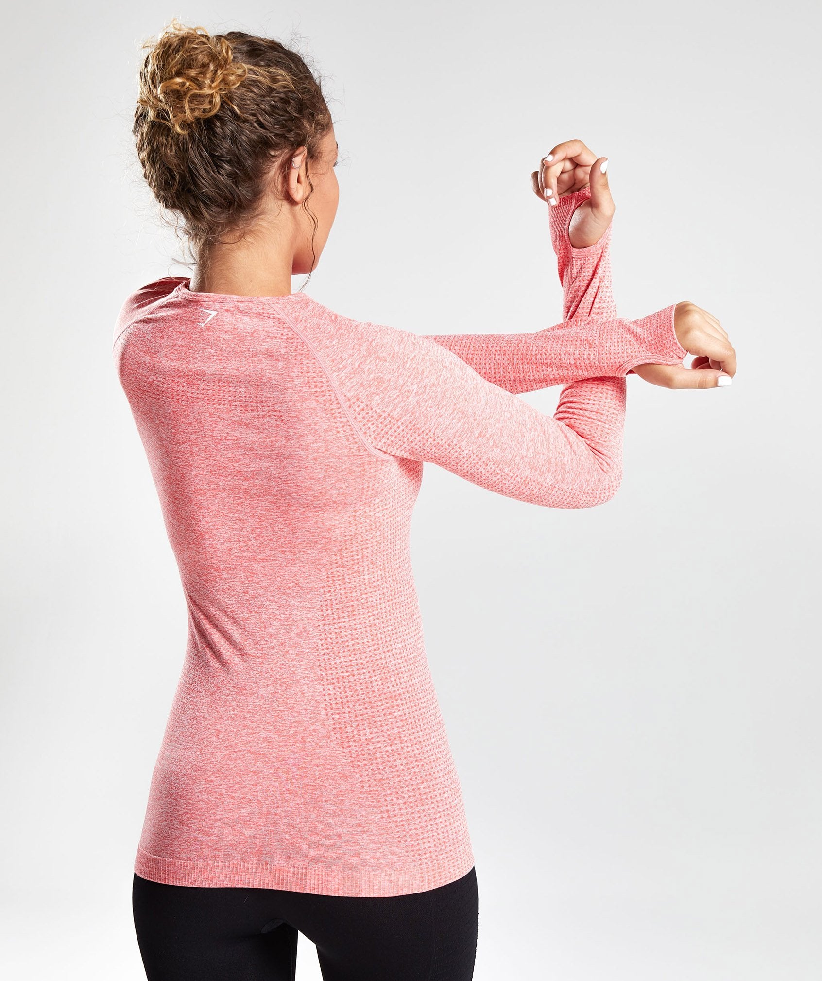 Seamless Long Sleeve Top in Peach Coral - view 2