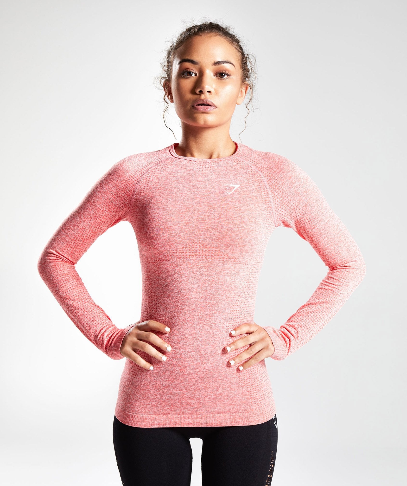 Seamless Long Sleeve Top in Peach Coral - view 1