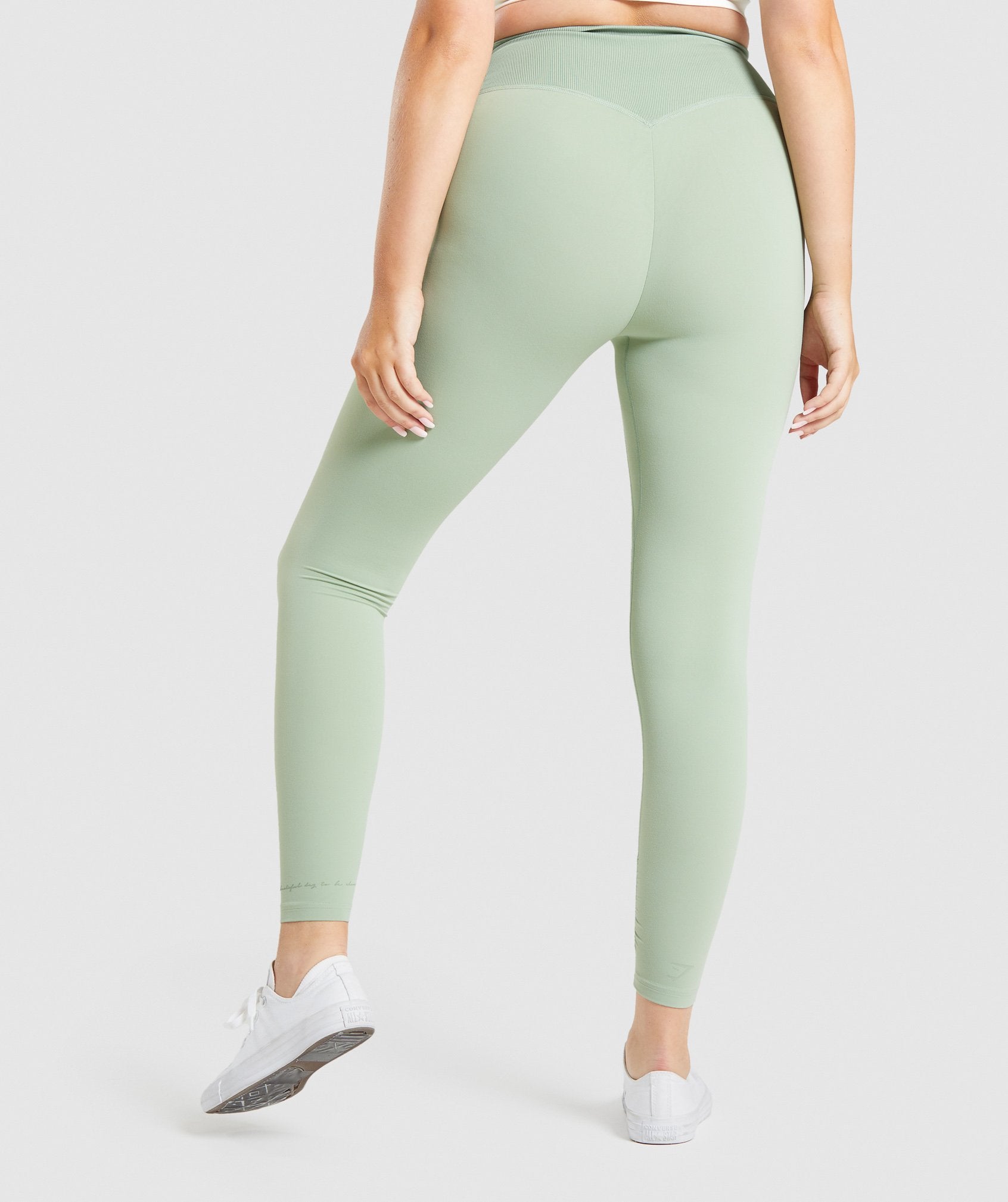 Whitney Rib Waist Leggings in Moss Green - view 3