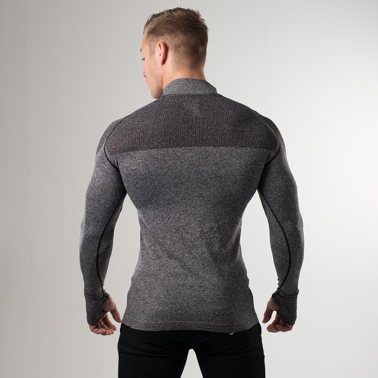 Phantom Seamless 1/4 Zip Pullover in Charcoal - view 3