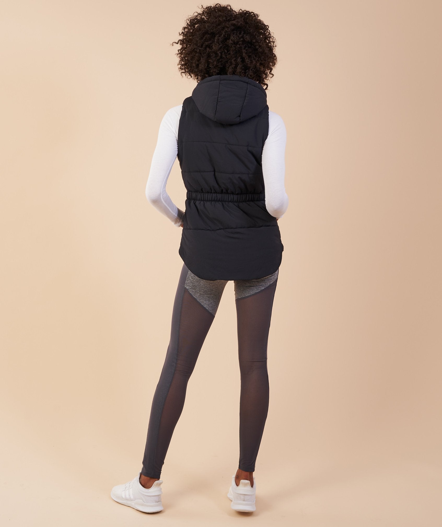 Mellow Fitted Puffer Gilet in Black - view 3