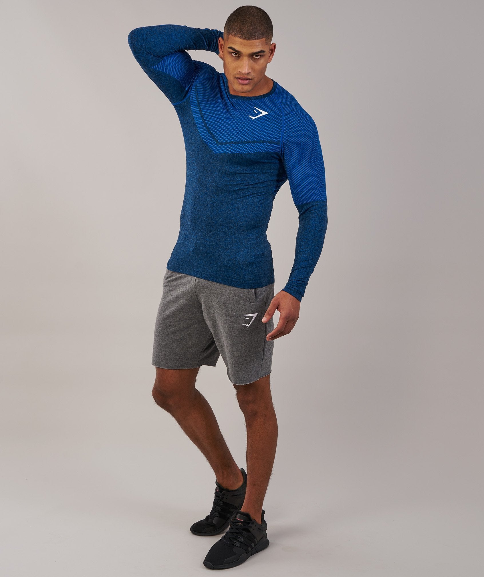 Performance Seamless Long Sleeve T-Shirt in Dive Blue Marl - view 3