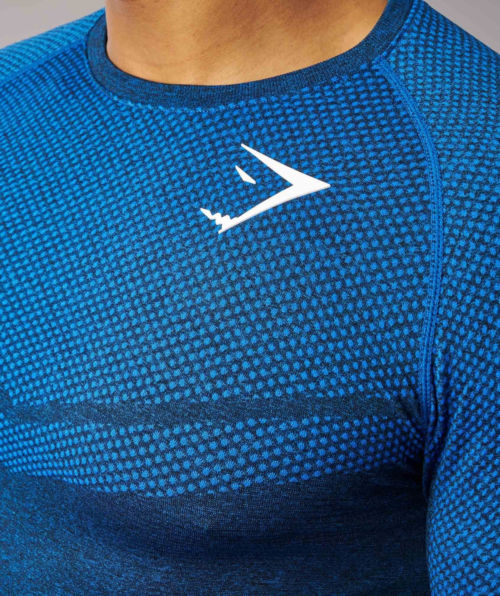 Performance Seamless Long Sleeve T-Shirt in Dive Blue Marl - view 4