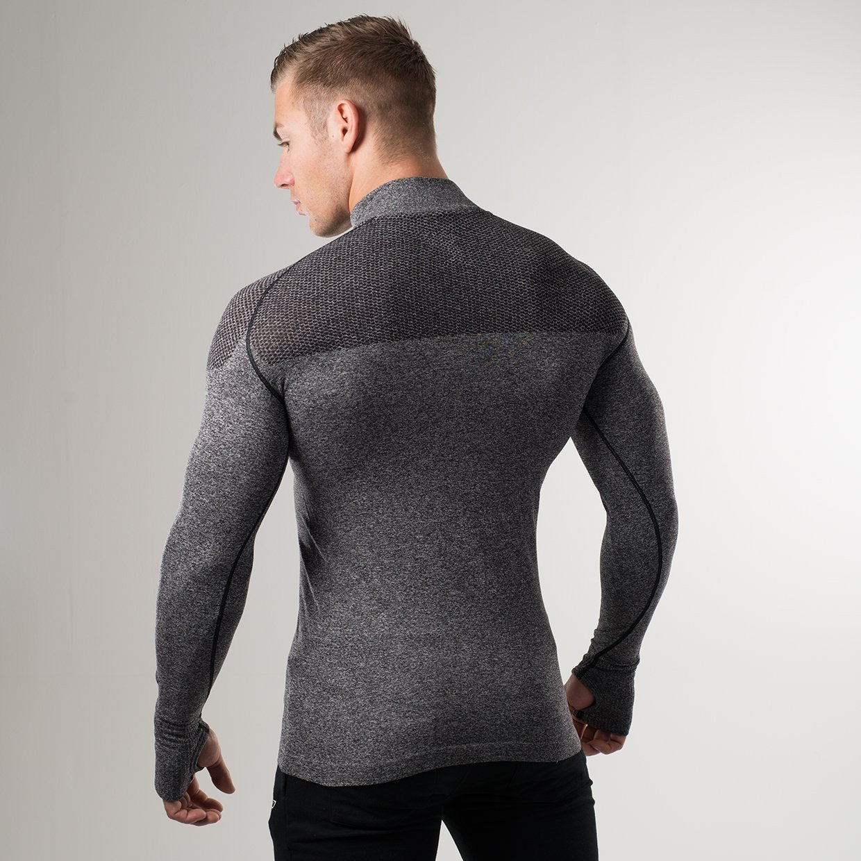 Phantom Seamless 1/4 Zip Pullover in Charcoal - view 2