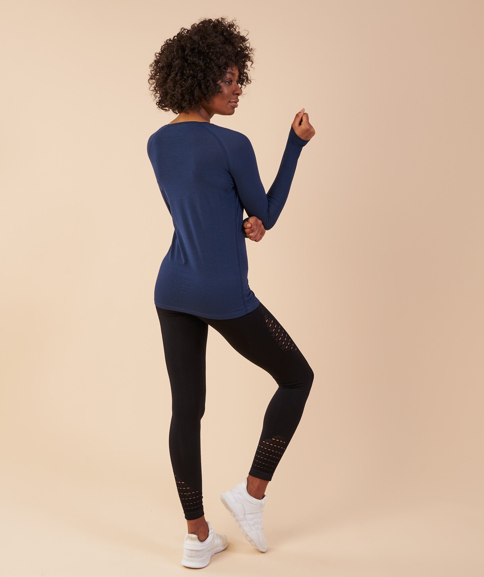 Elan Long Sleeve T-Shirt in Sapphire Blue - view 2