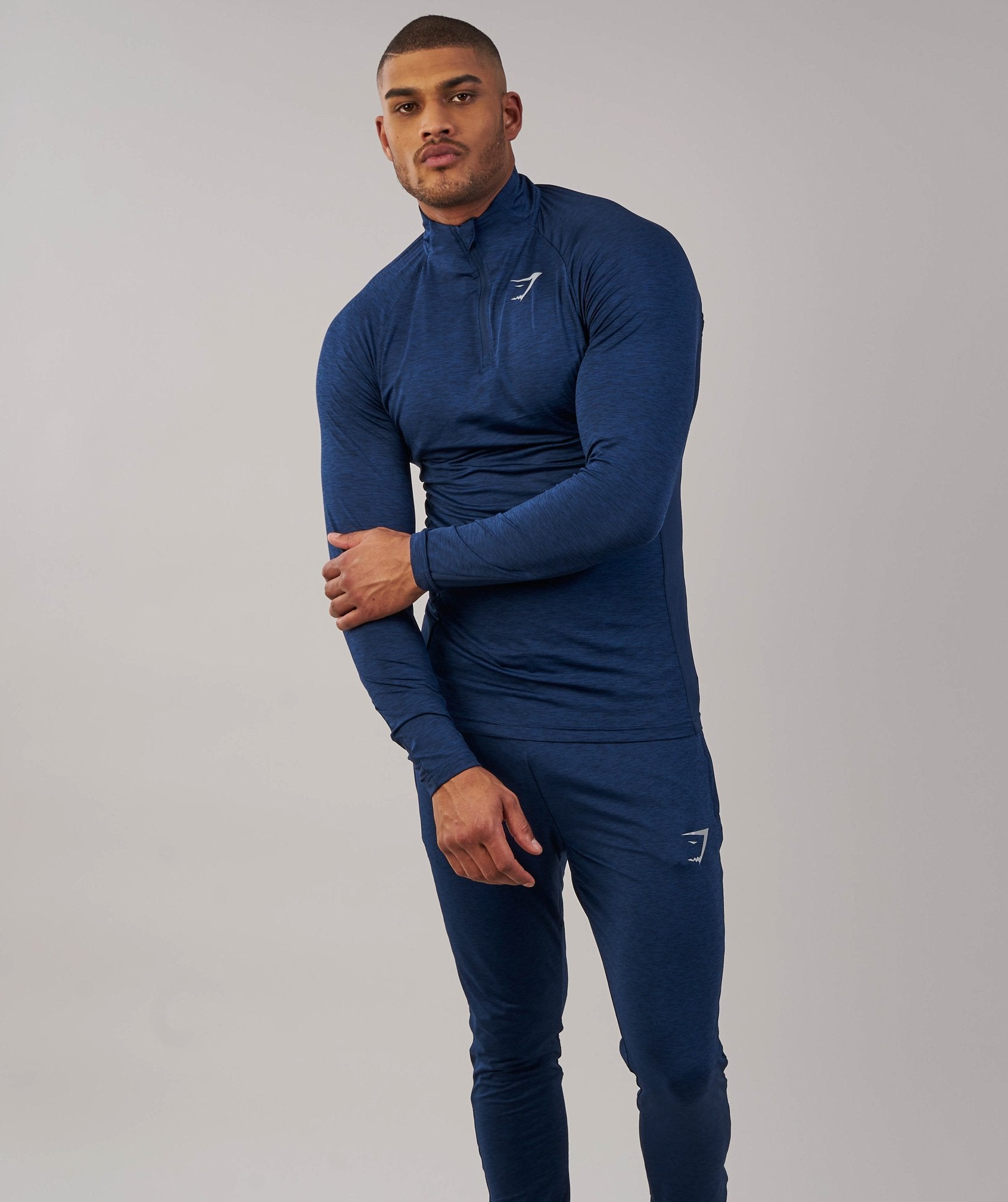Fallout 1/4 Zip Pullover in Sapphire Blue Marl - view 4