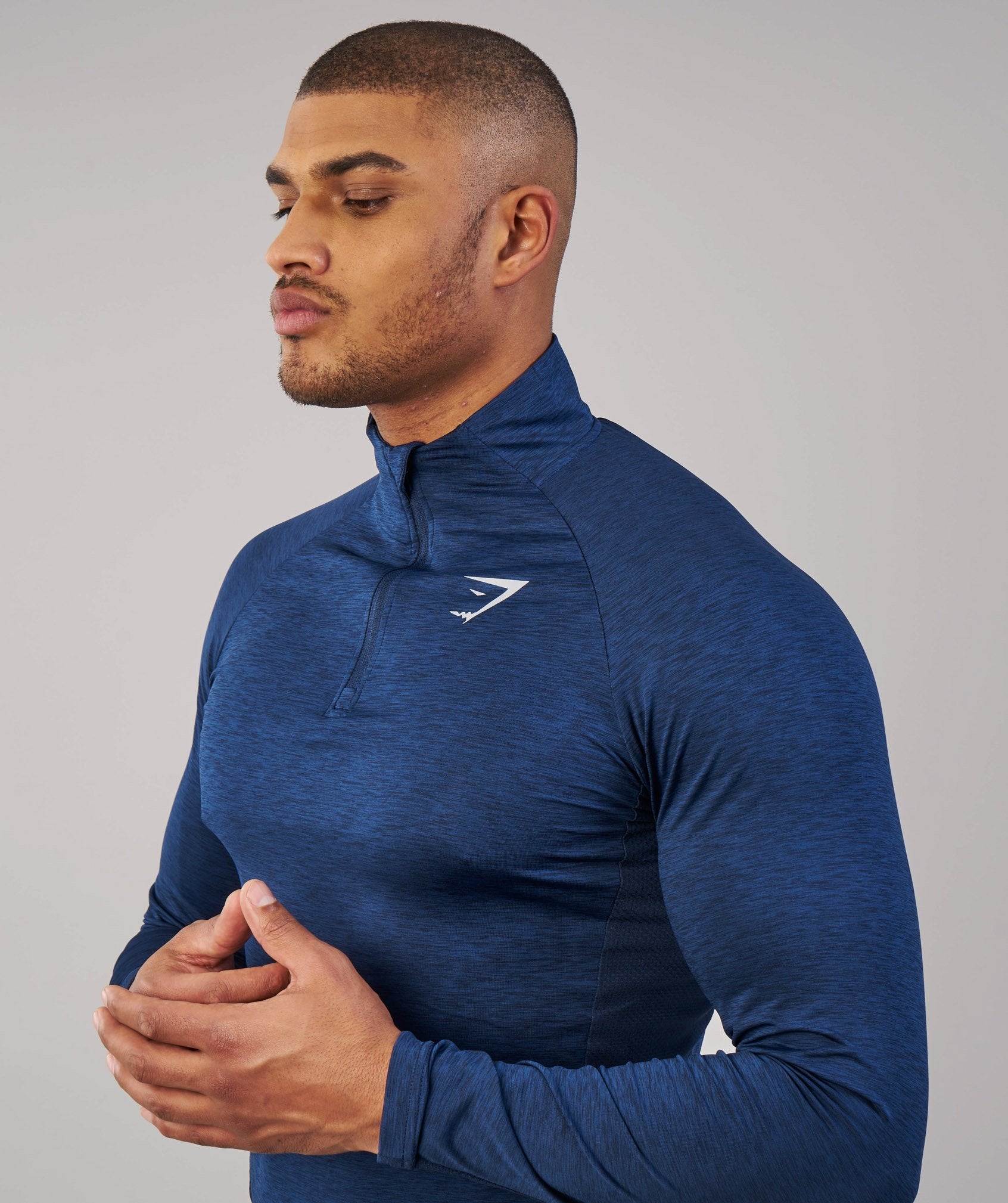 Fallout 1/4 Zip Pullover in Sapphire Blue Marl - view 5