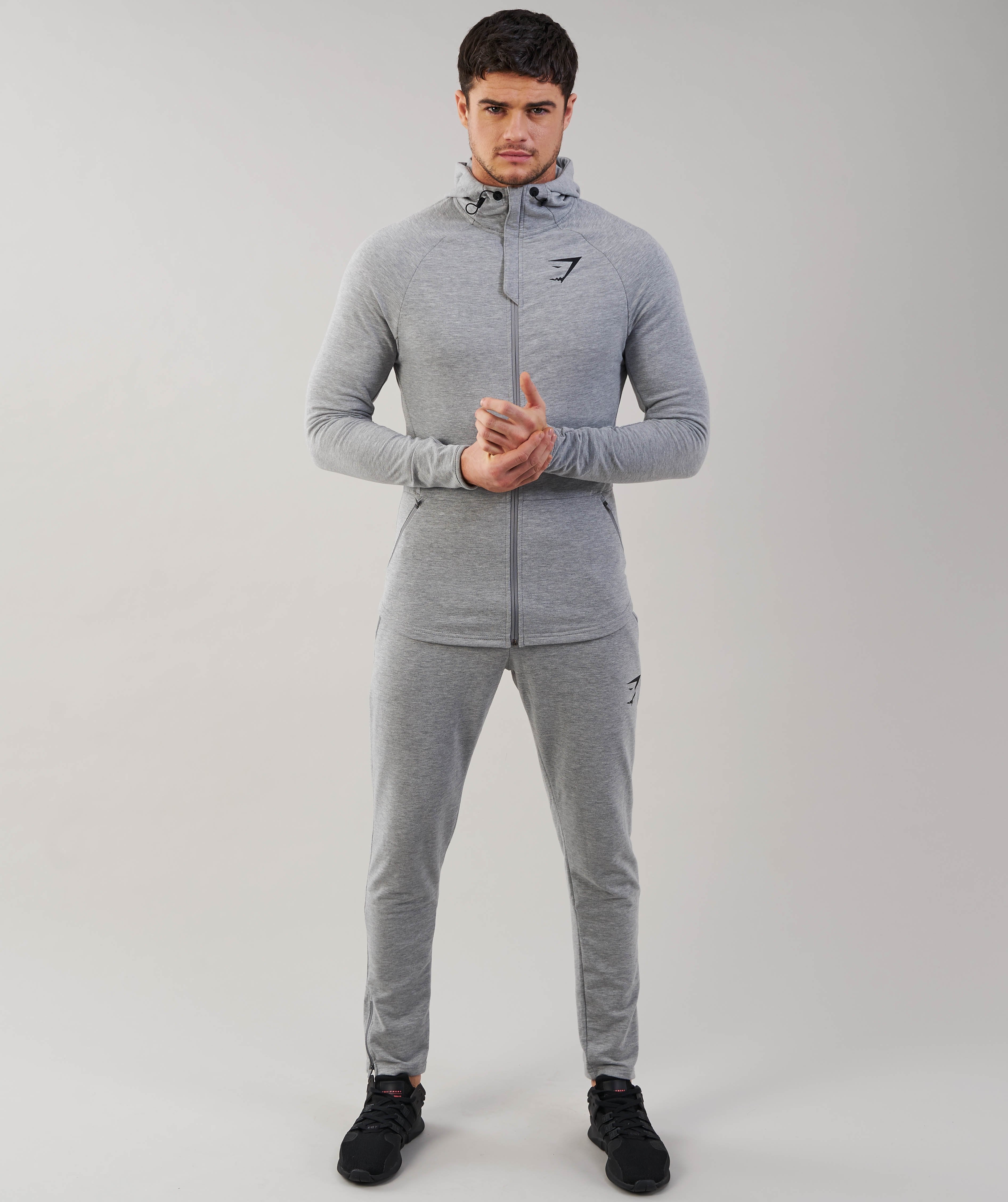 Fit Hooded Top in Light Grey Marl - view 3