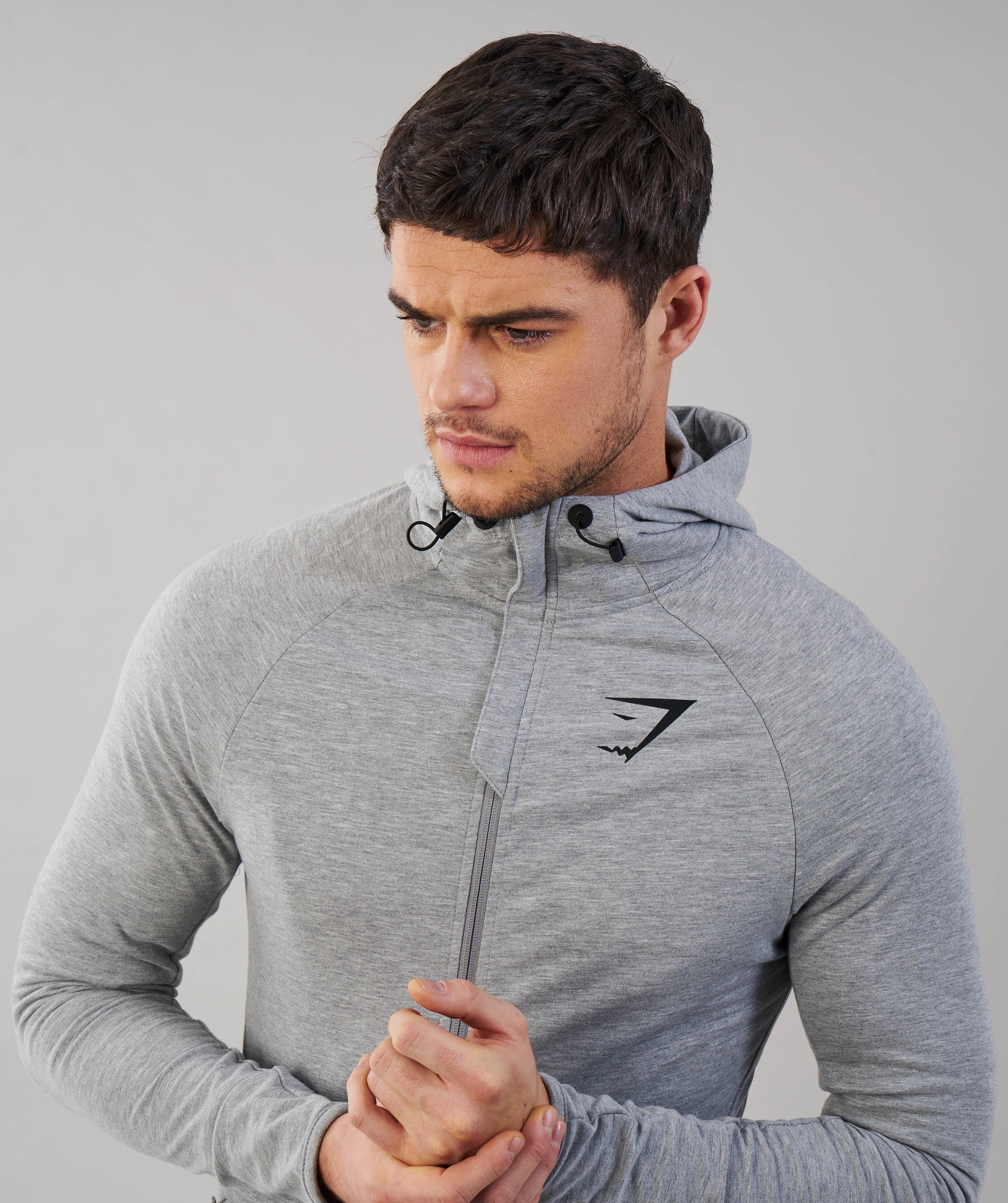 Fit Hooded Top in Light Grey Marl - view 5