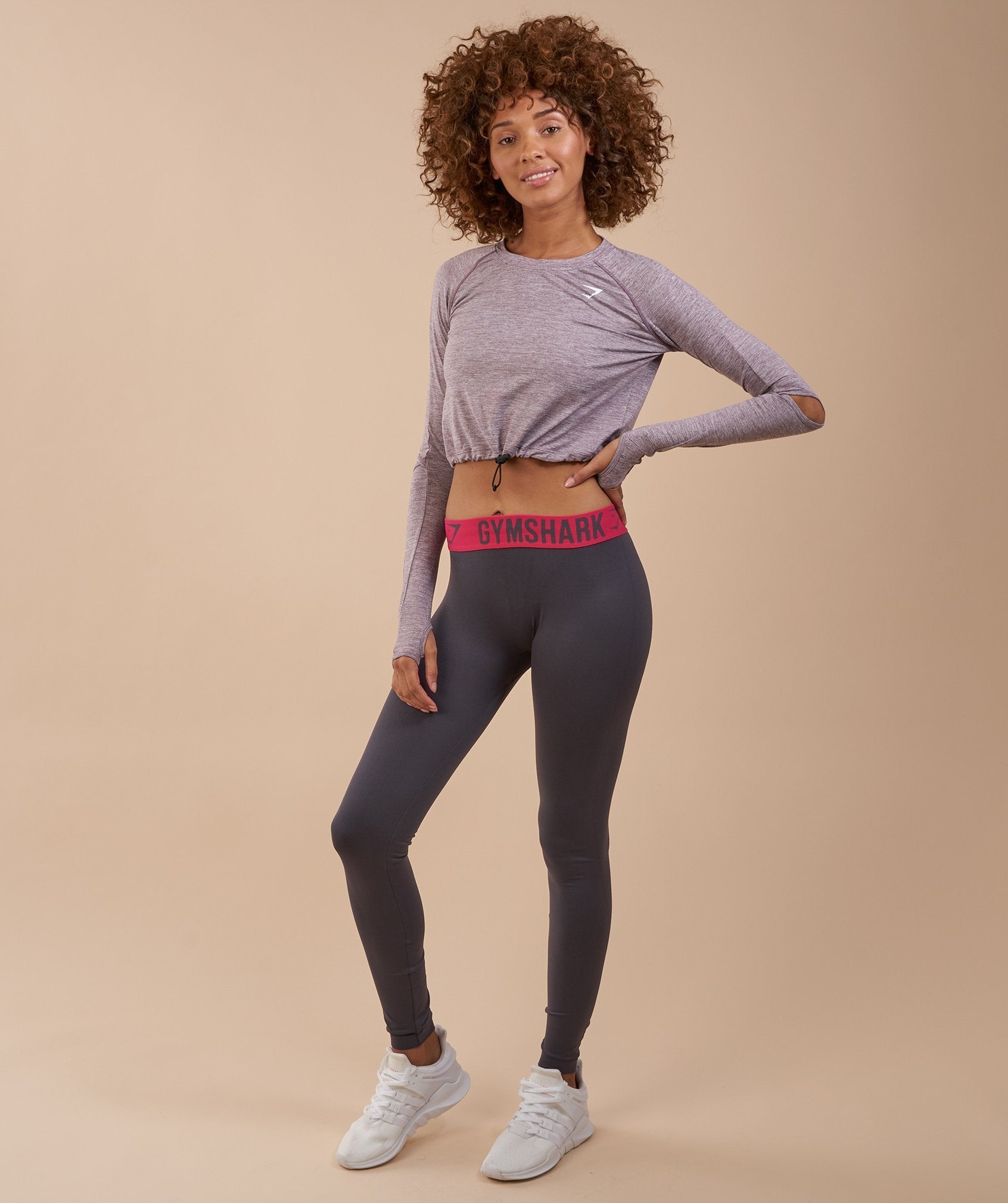 Fit Leggings in Charcoal/Cranberry - view 4