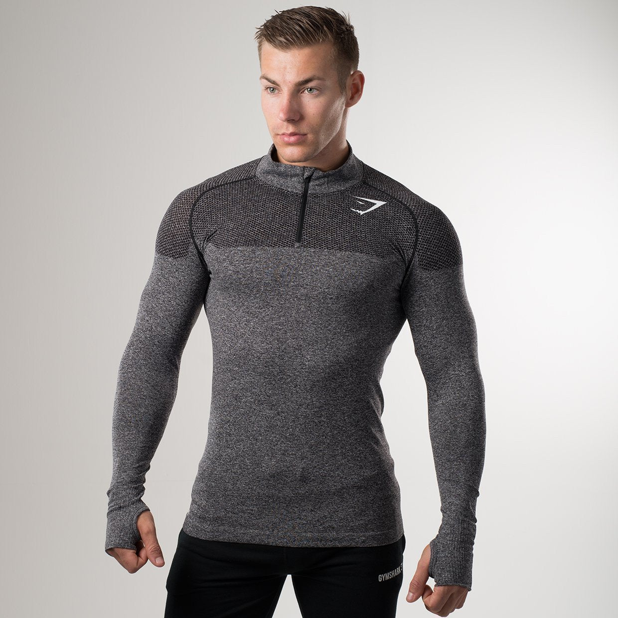 Phantom Seamless 1/4 Zip Pullover in Charcoal - view 1