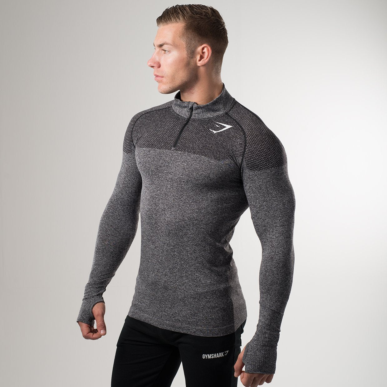 Phantom Seamless 1/4 Zip Pullover in Charcoal - view 4