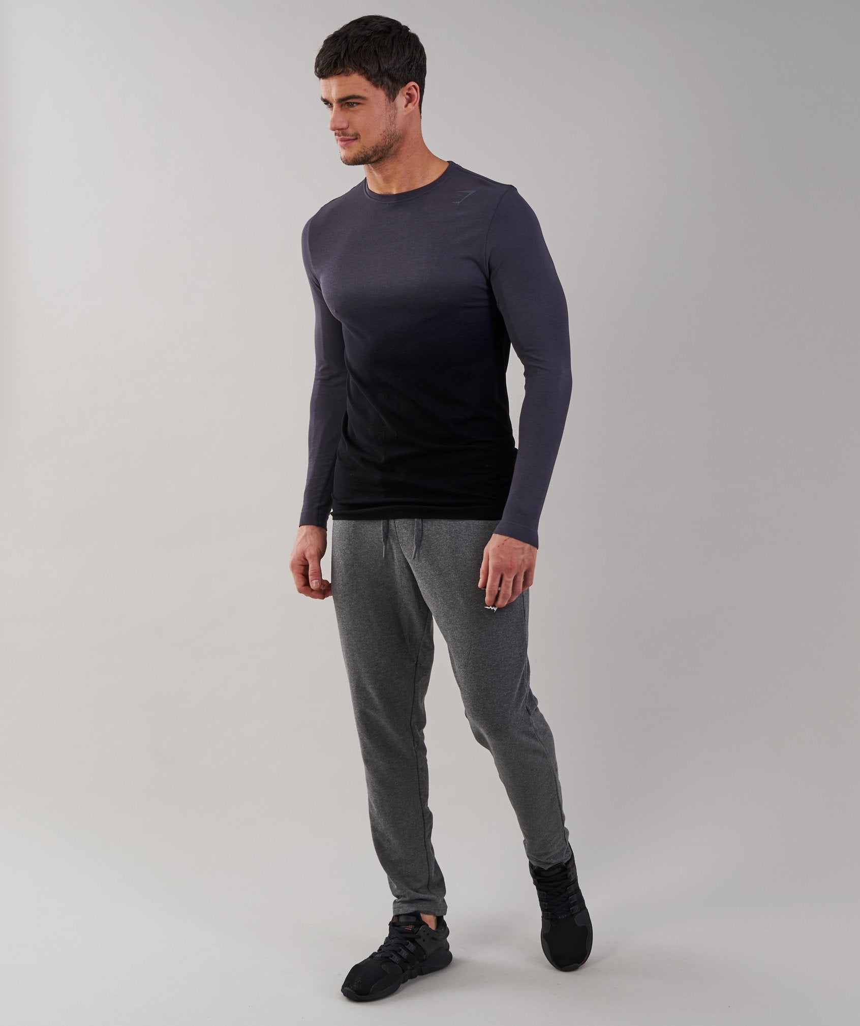 Ombre Long Sleeve T-Shirt in Charcoal/Black - view 4
