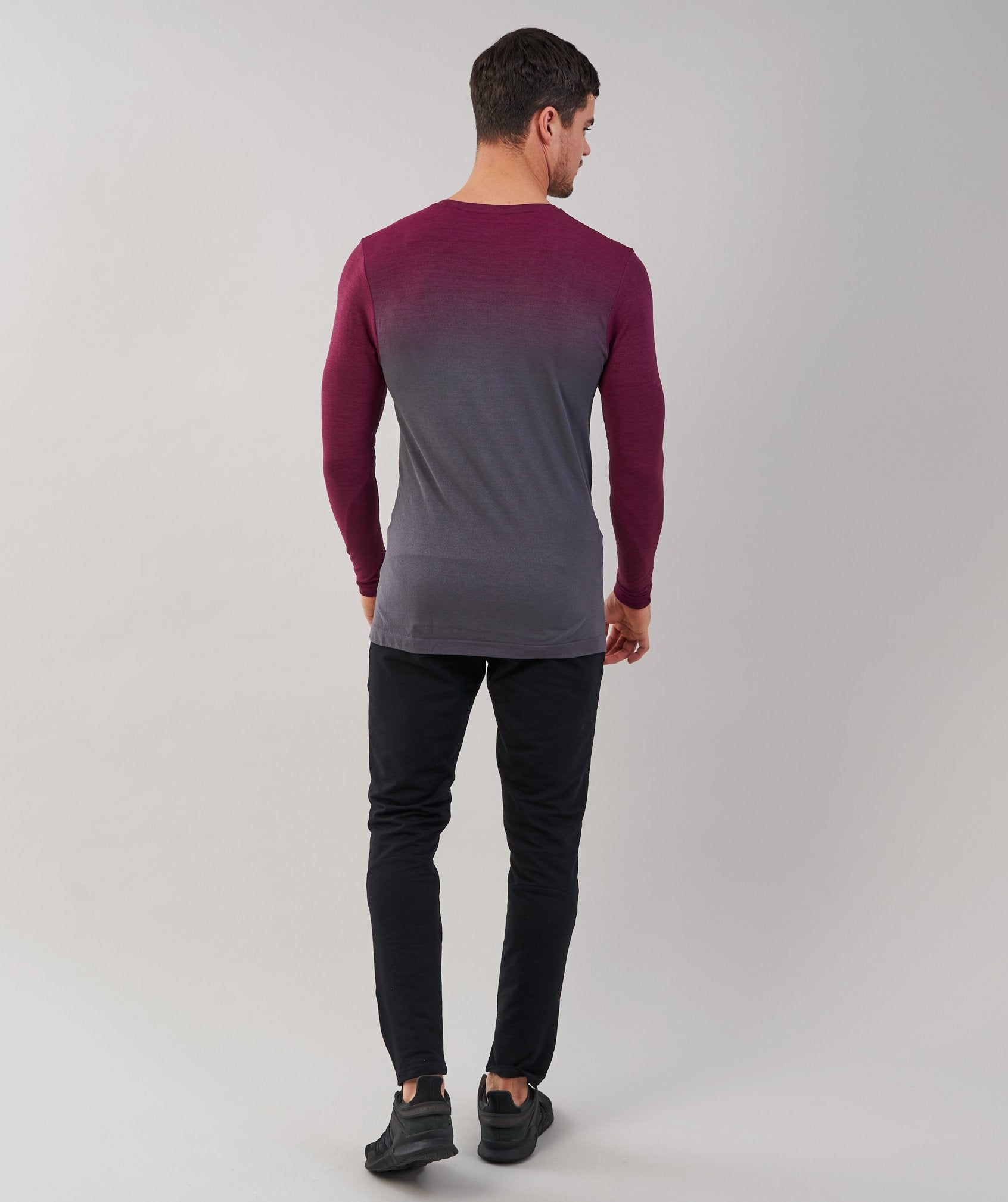 Ombre Long Sleeve T-Shirt in Port/Charcoal - view 2