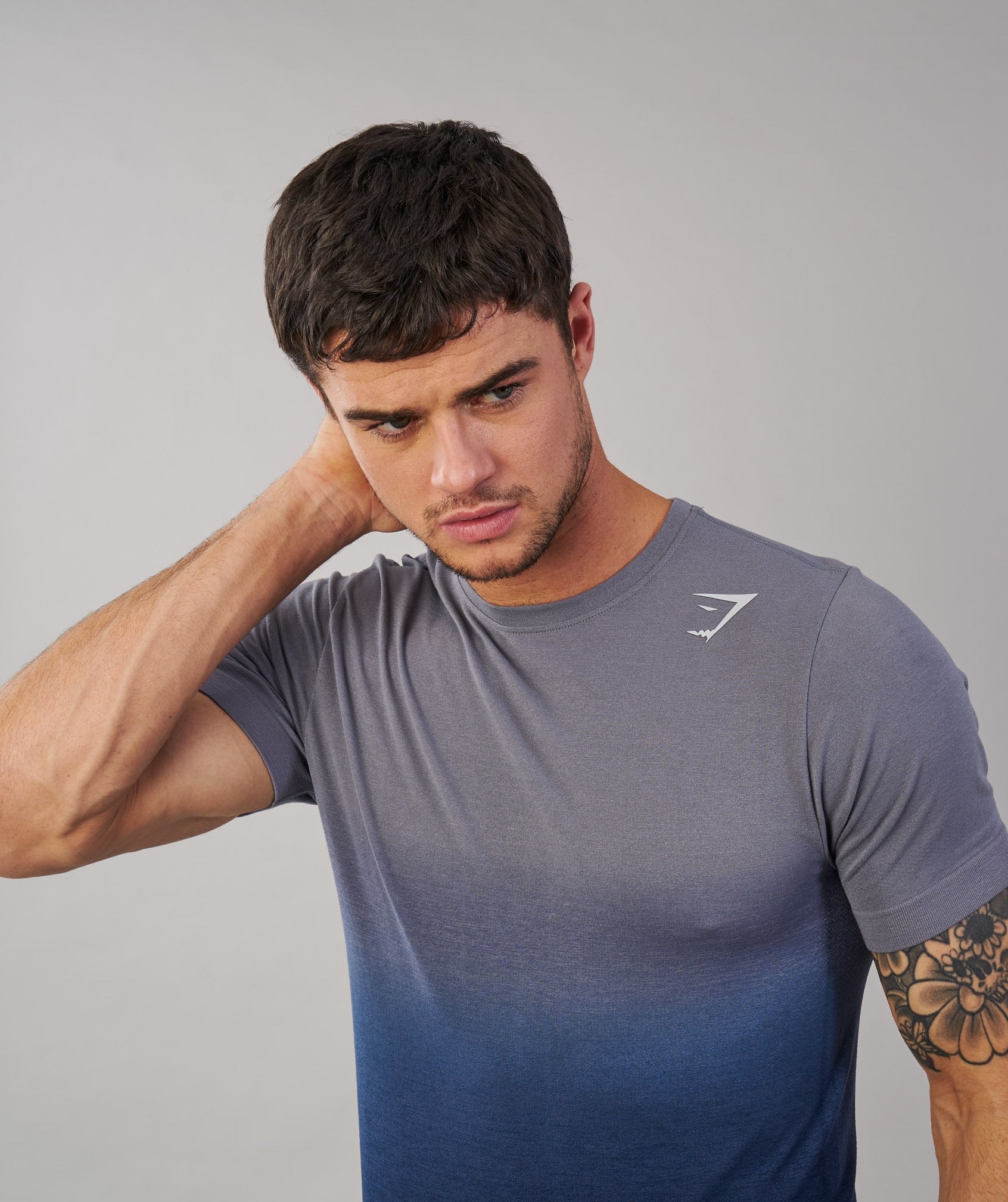 Ombre T-Shirt in Light Grey/Sapphire Blue - view 5