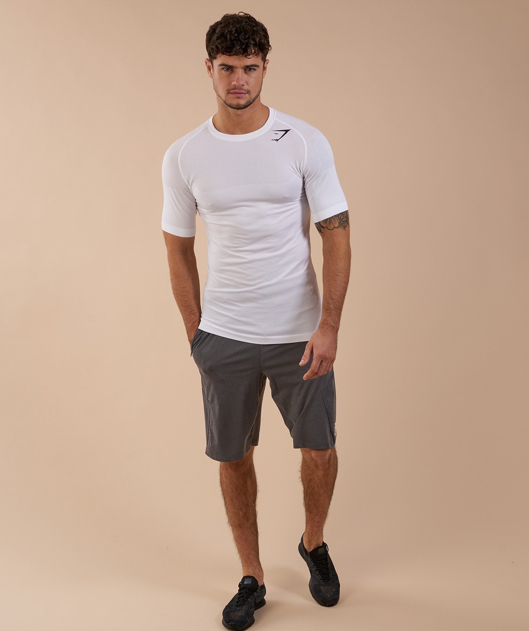 Phantom Seamless T-Shirt in White Marl - view 1