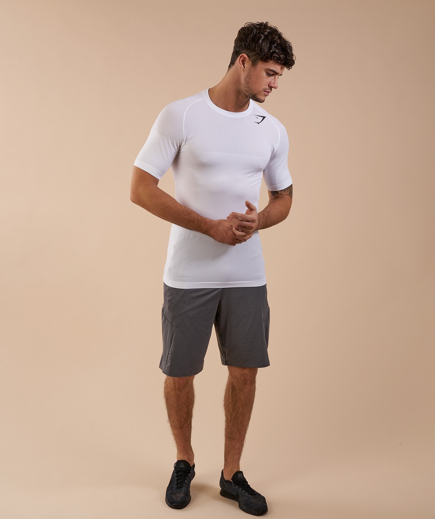 Phantom Seamless T-Shirt in White Marl - view 3