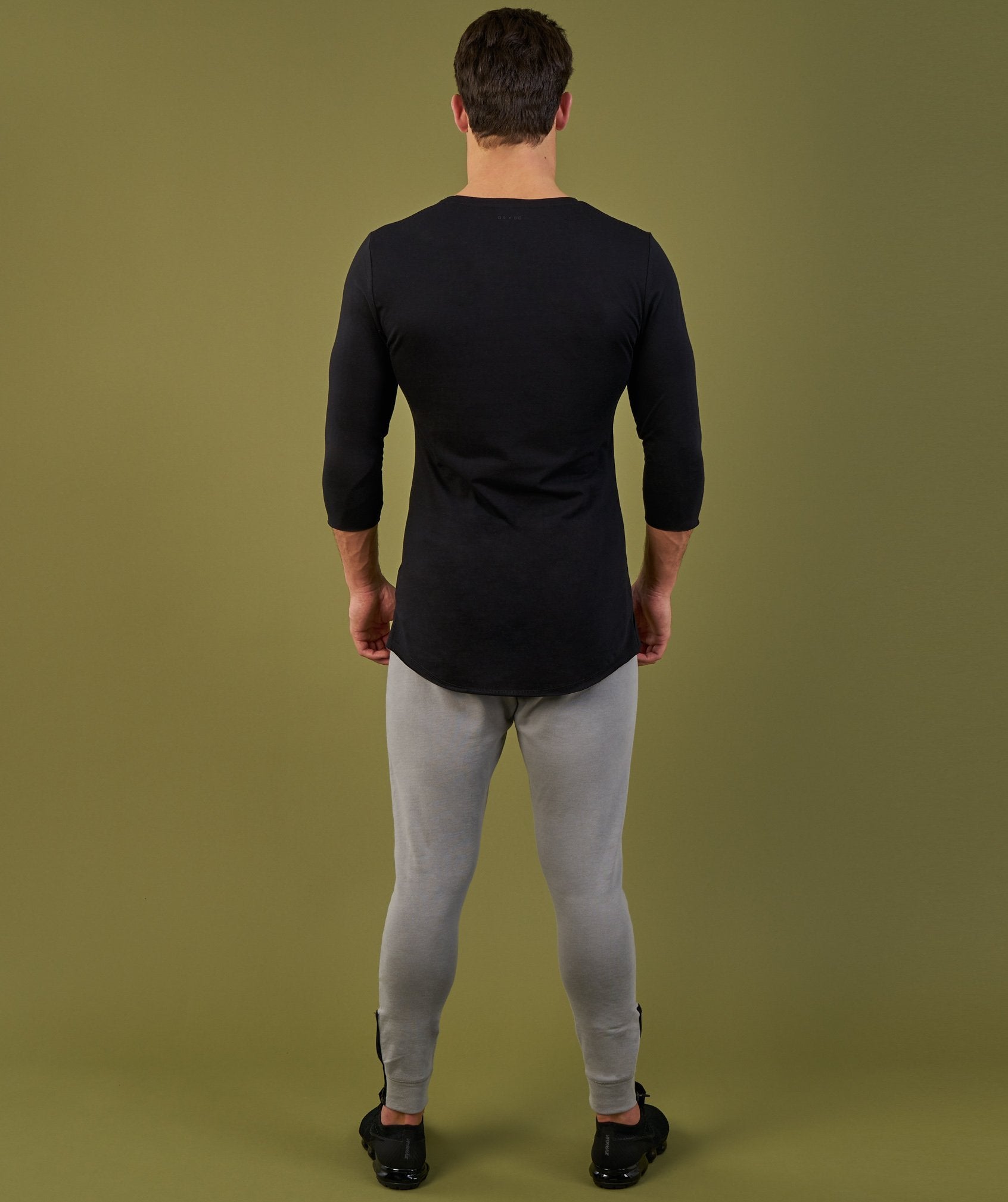 Raw 3/4 Sleeve T-Shirt in Black - view 2