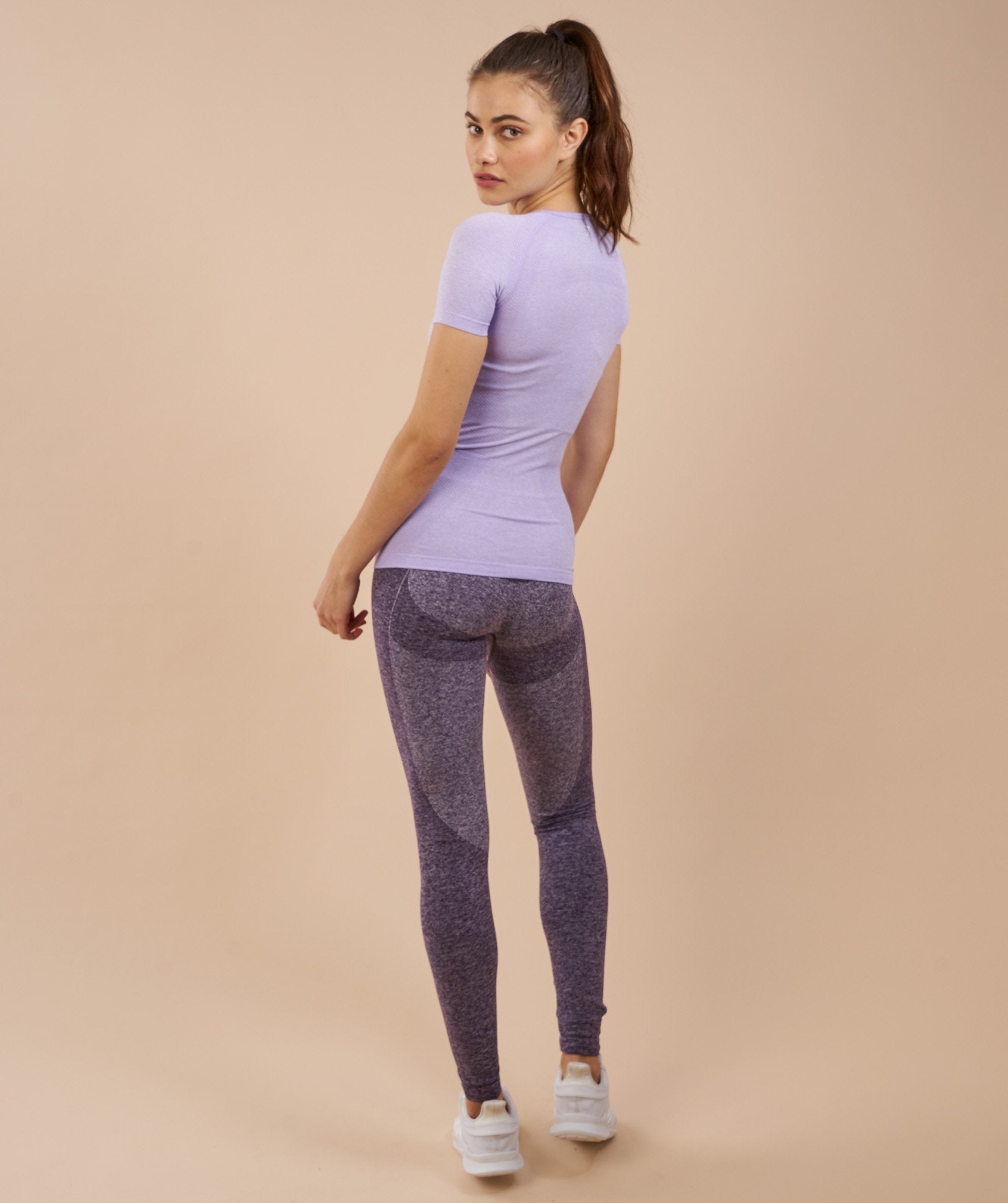 Seamless T-Shirt in Soft Lilac Marl - view 2