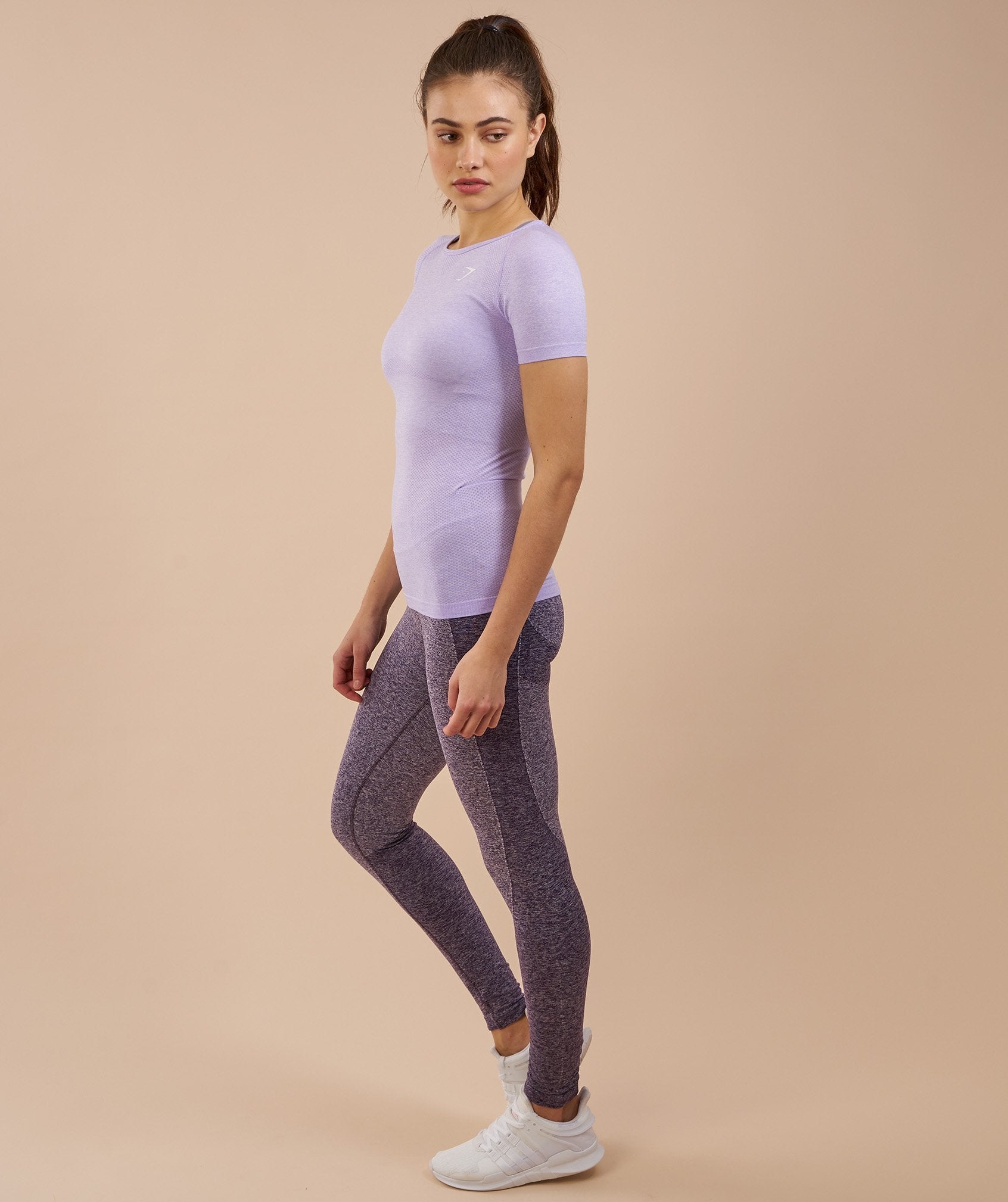 Seamless T-Shirt in Soft Lilac Marl - view 3