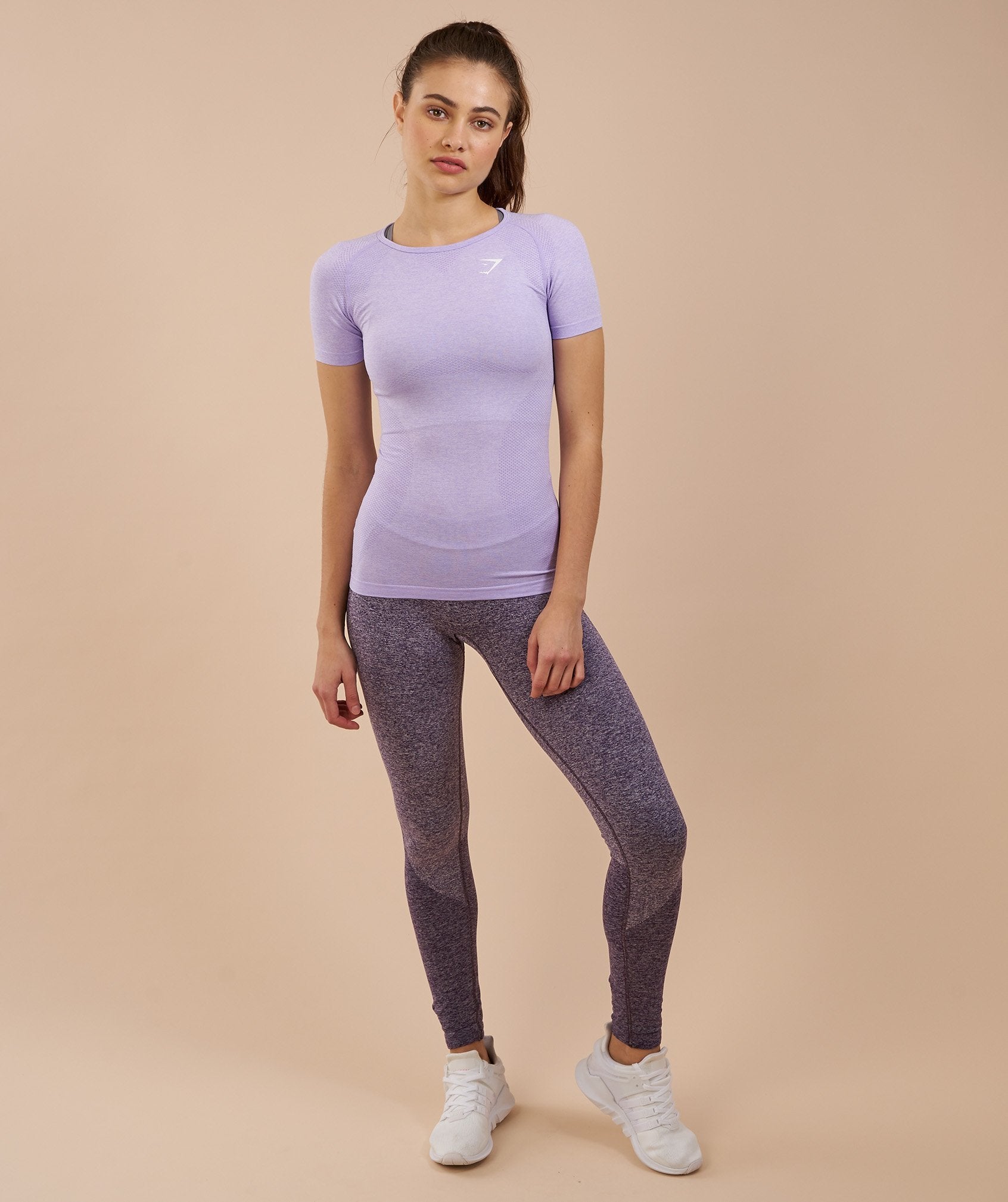 Seamless T-Shirt in Soft Lilac Marl - view 1