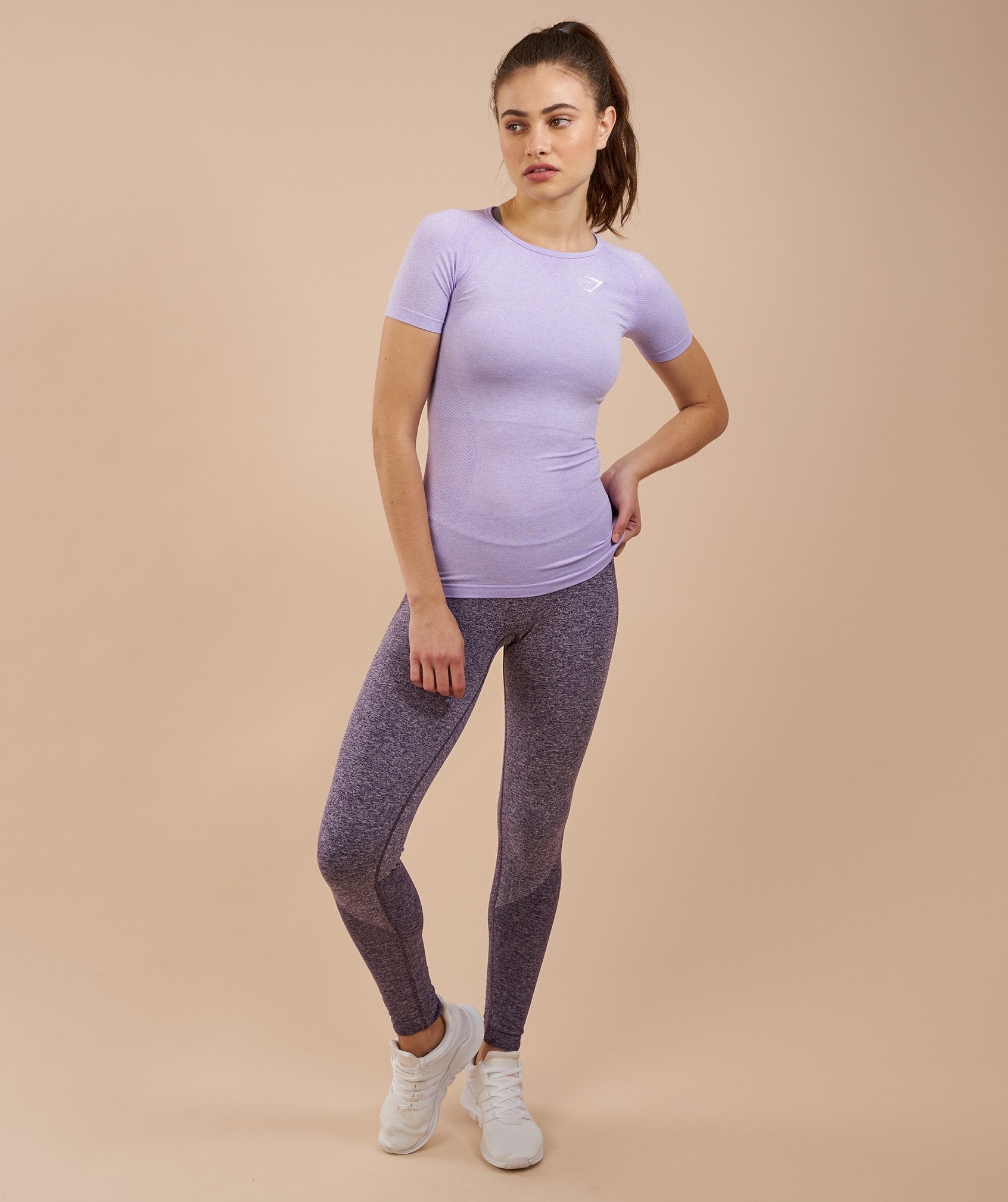 Seamless T-Shirt in Soft Lilac Marl - view 4