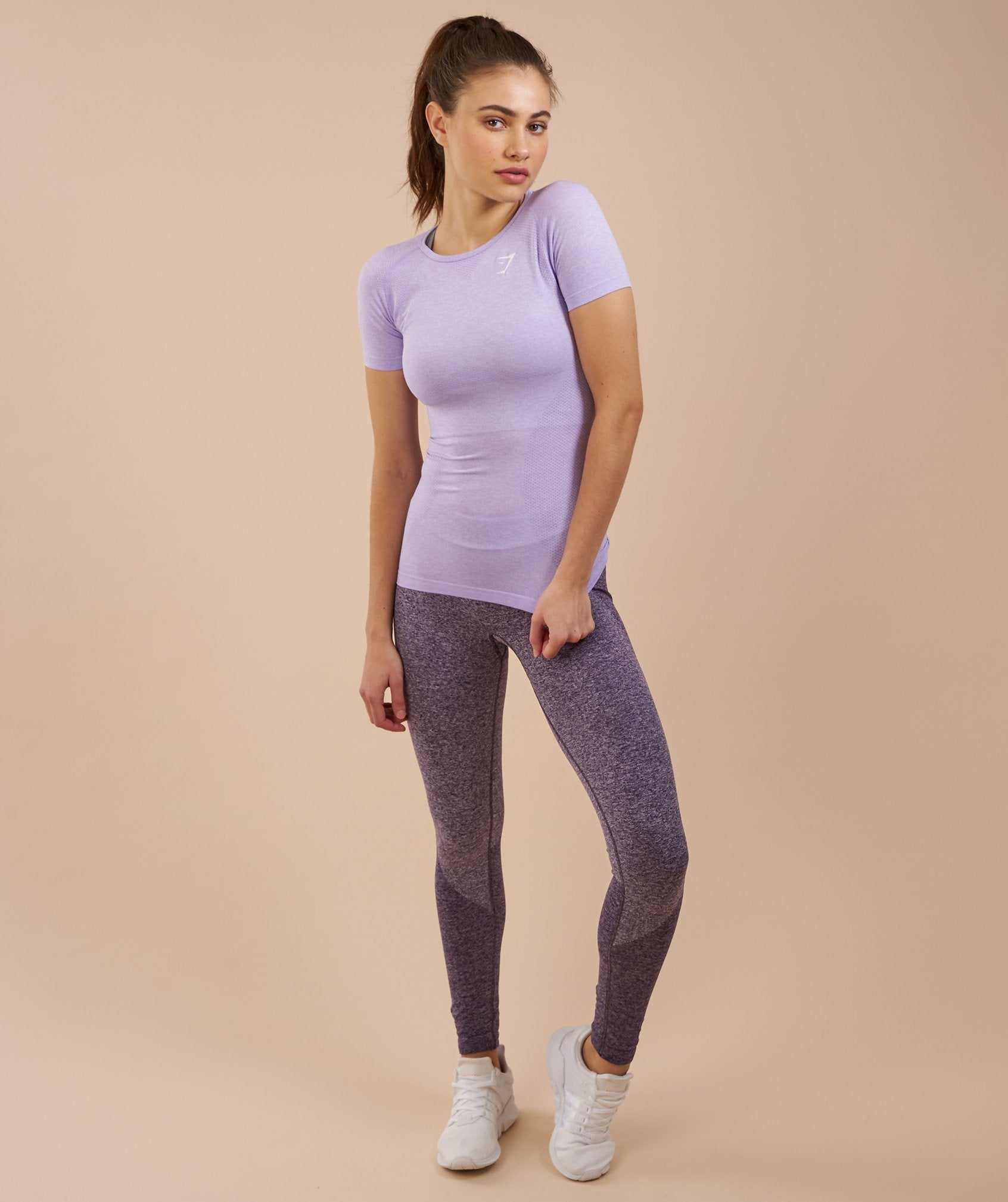 Seamless T-Shirt in Soft Lilac Marl - view 5