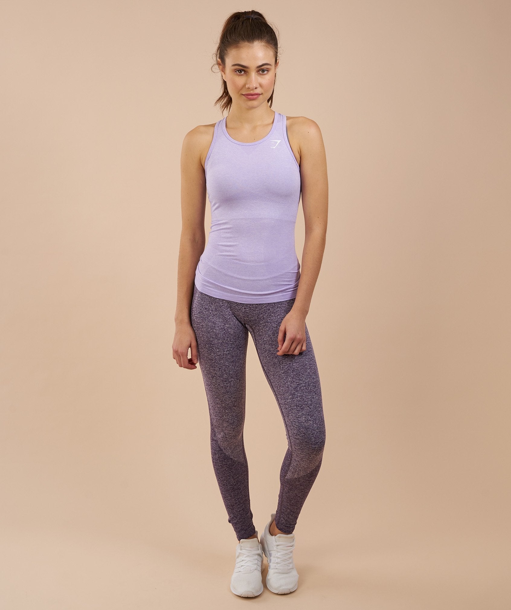 Seamless Vest in Soft Lilac Marl - view 1