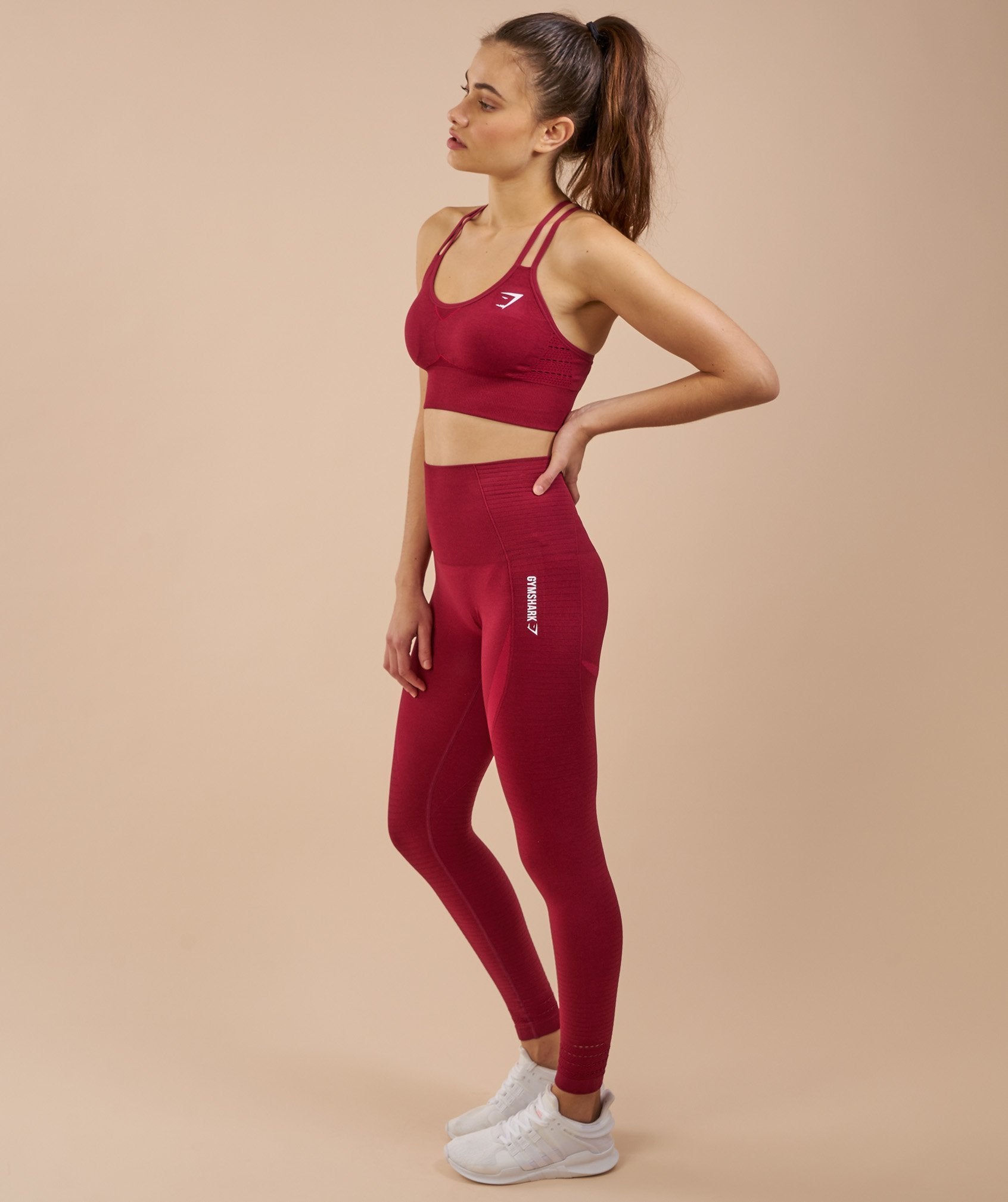 Seamless Cross Back Sports Bra in Beet - view 3