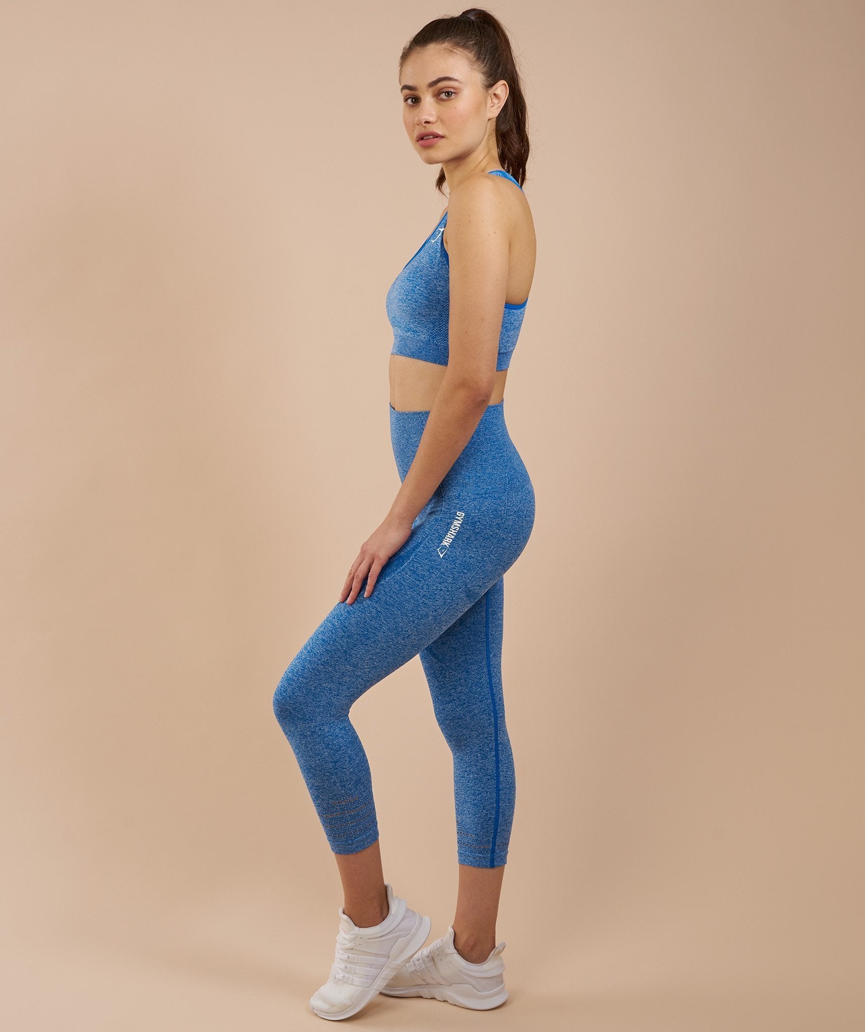 High Waisted Seamless Cropped Leggings in Blueberry Marl - view 3