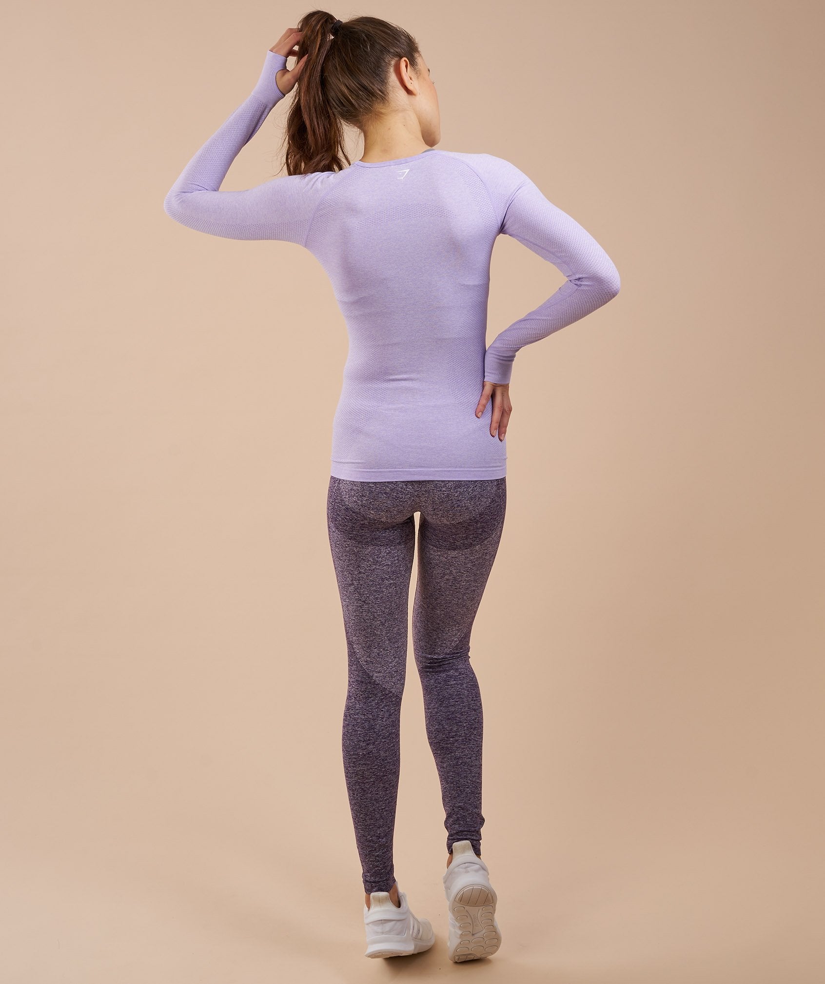 Seamless Long Sleeve Top in Soft Lilac Marl - view 3