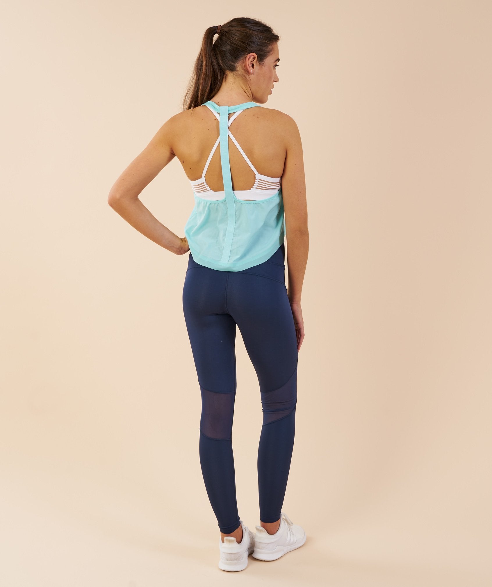 T-Bar Cropped Vest in Pale Turquoise - view 3