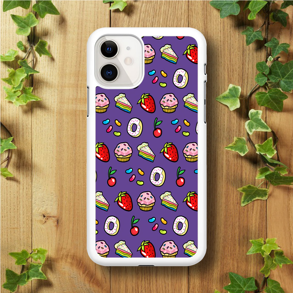 Sweet Cake Doodle Purple Iphone 11 Hoesje Cc-90603-0