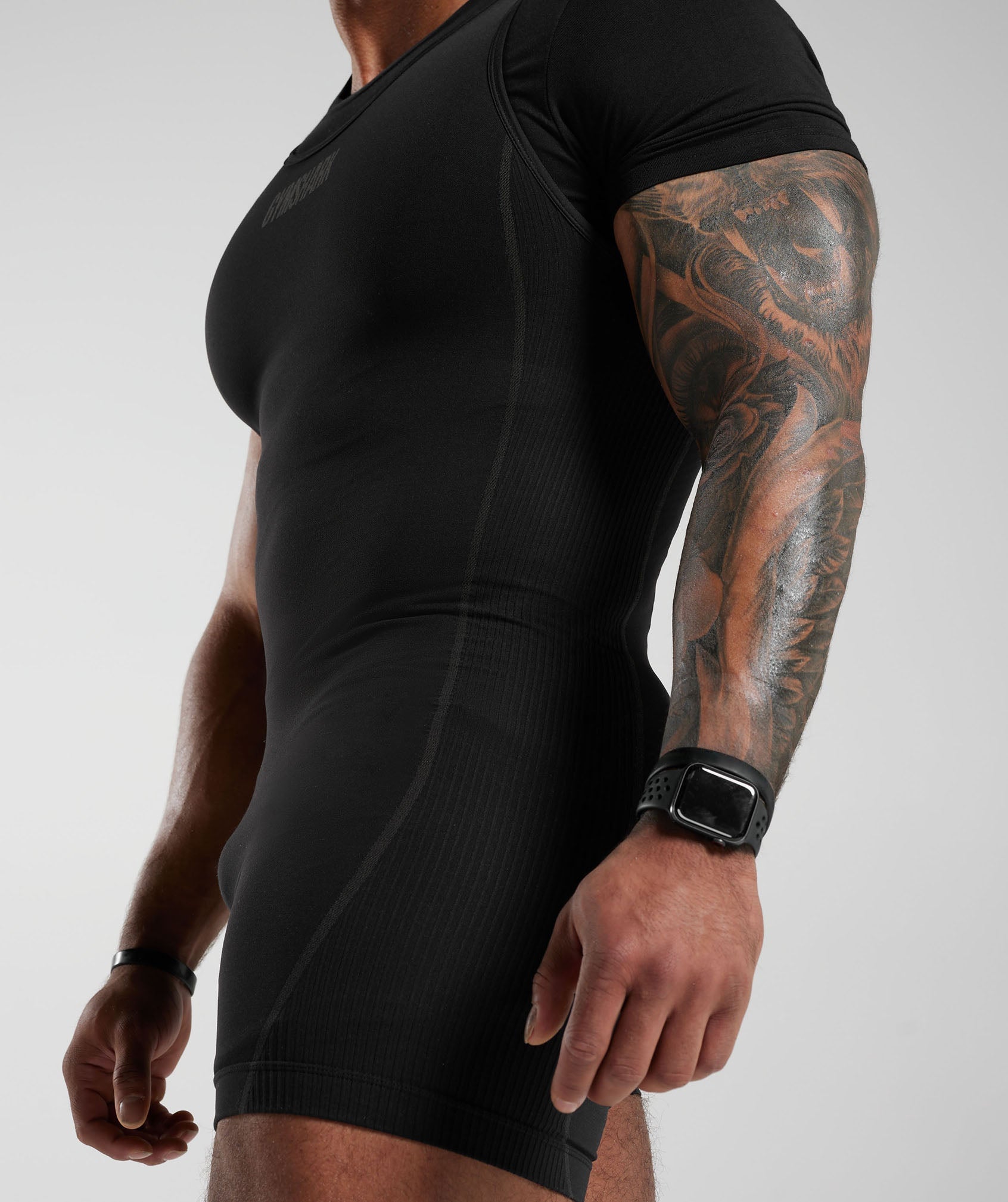 Seamless Singlet in Black/Charcoal Grey - view 3