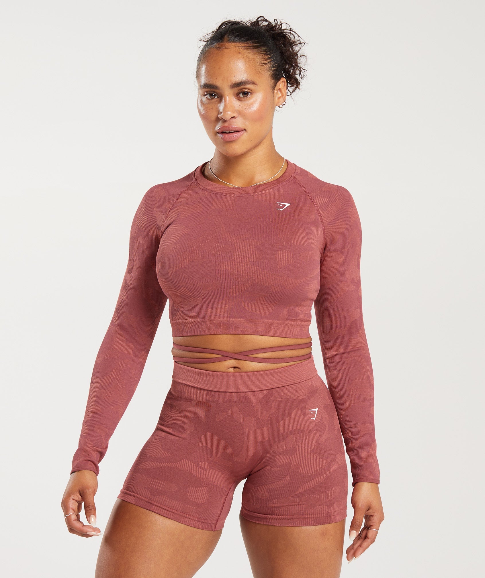 Adapt Camo Seamless Ribbed Long Sleeve Crop Top