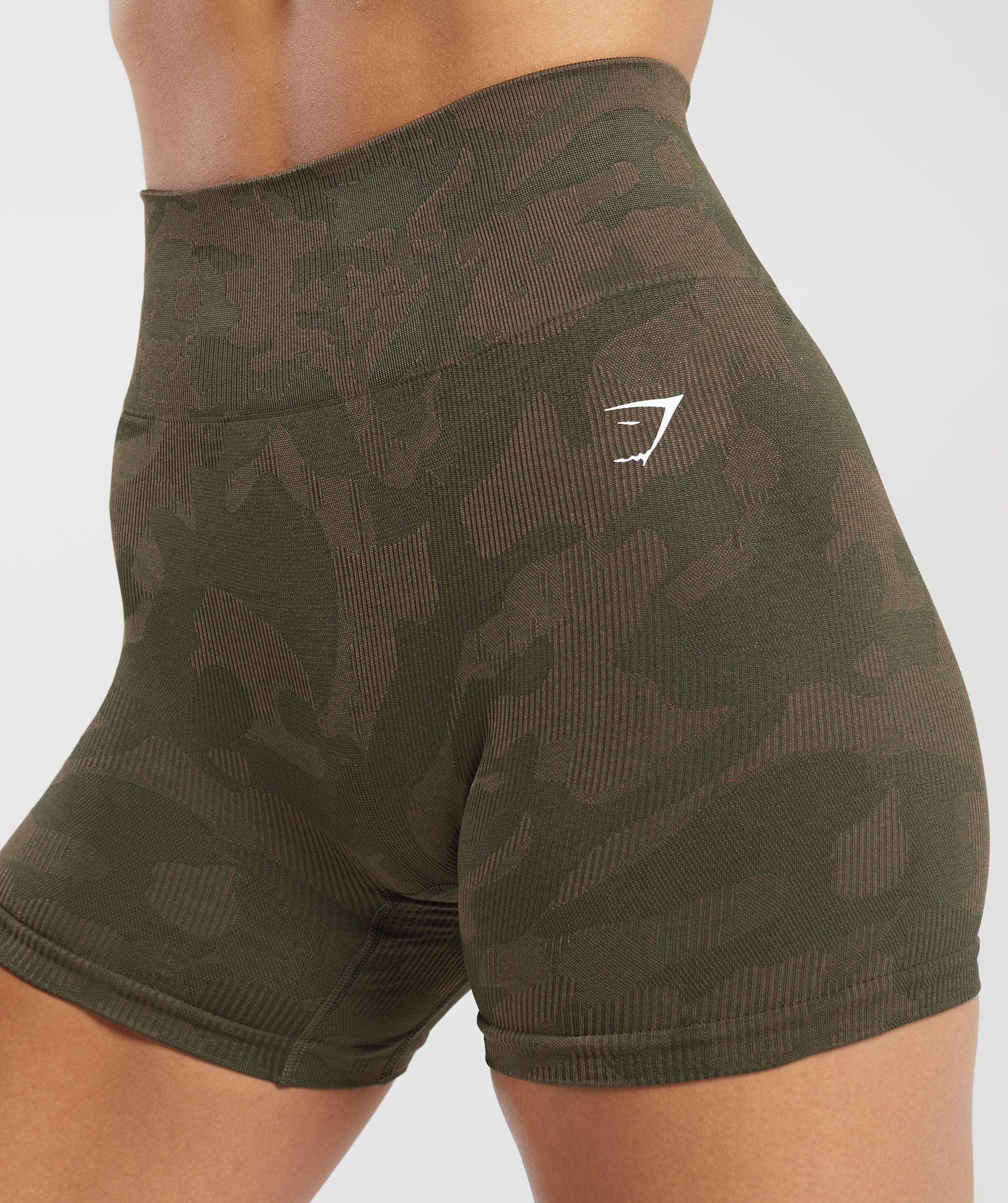 Adapt Camo Seamless Ribbed Shorts in Winter Olive/Soul Brown - view 5