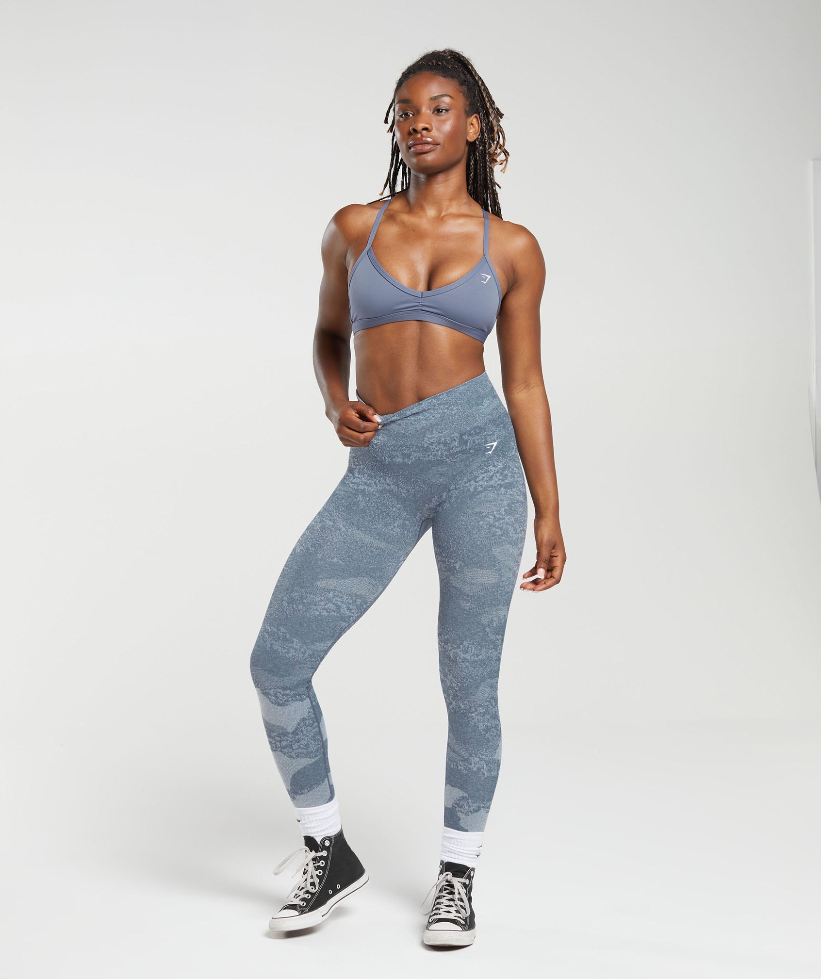 Adapt Camo Seamless Leggings in  River Stone Grey/Evening Blue - view 4