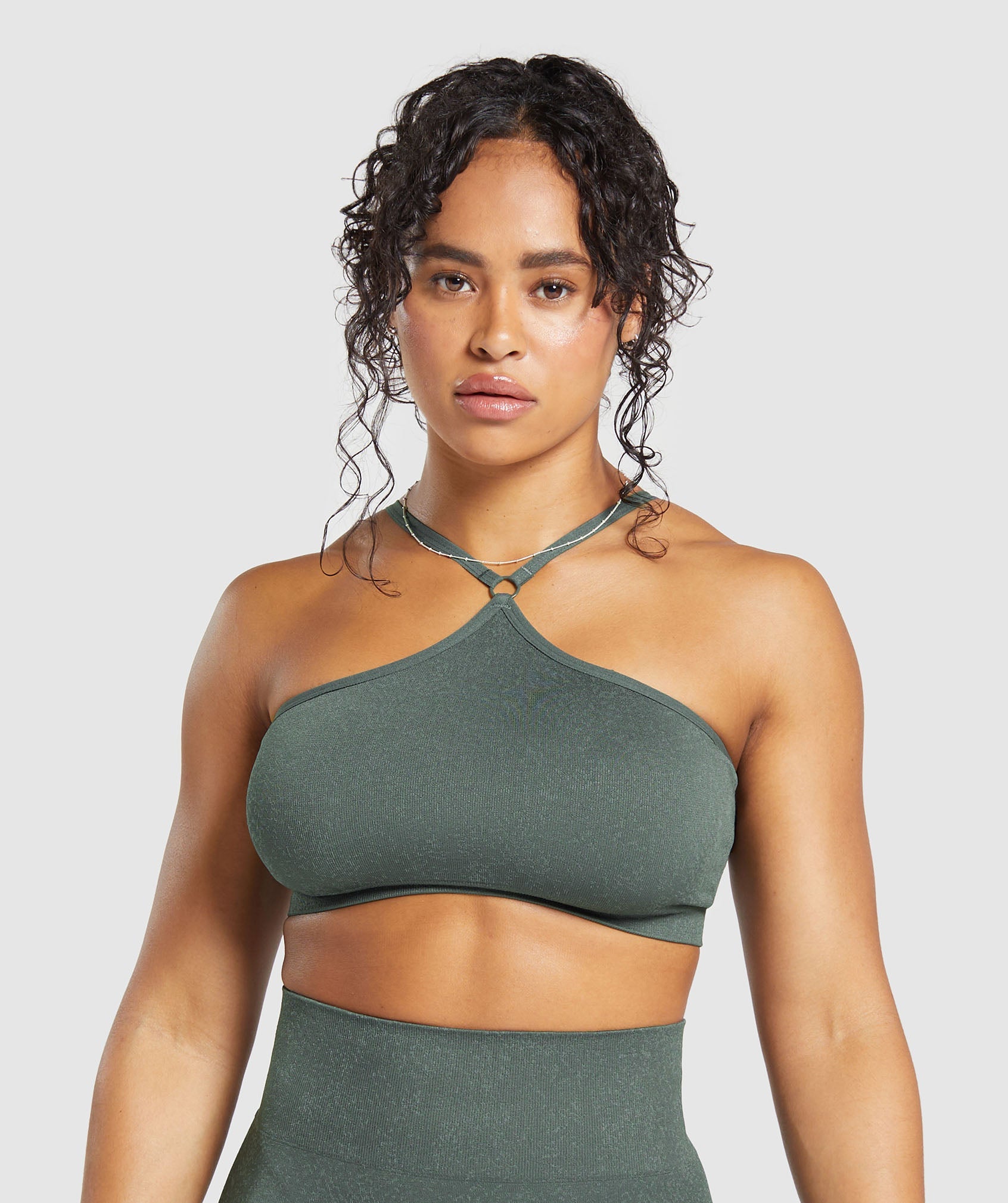 Adapt Fleck Seamless Halterneck Bralette- Ocean Teal/Artificial Teal in 