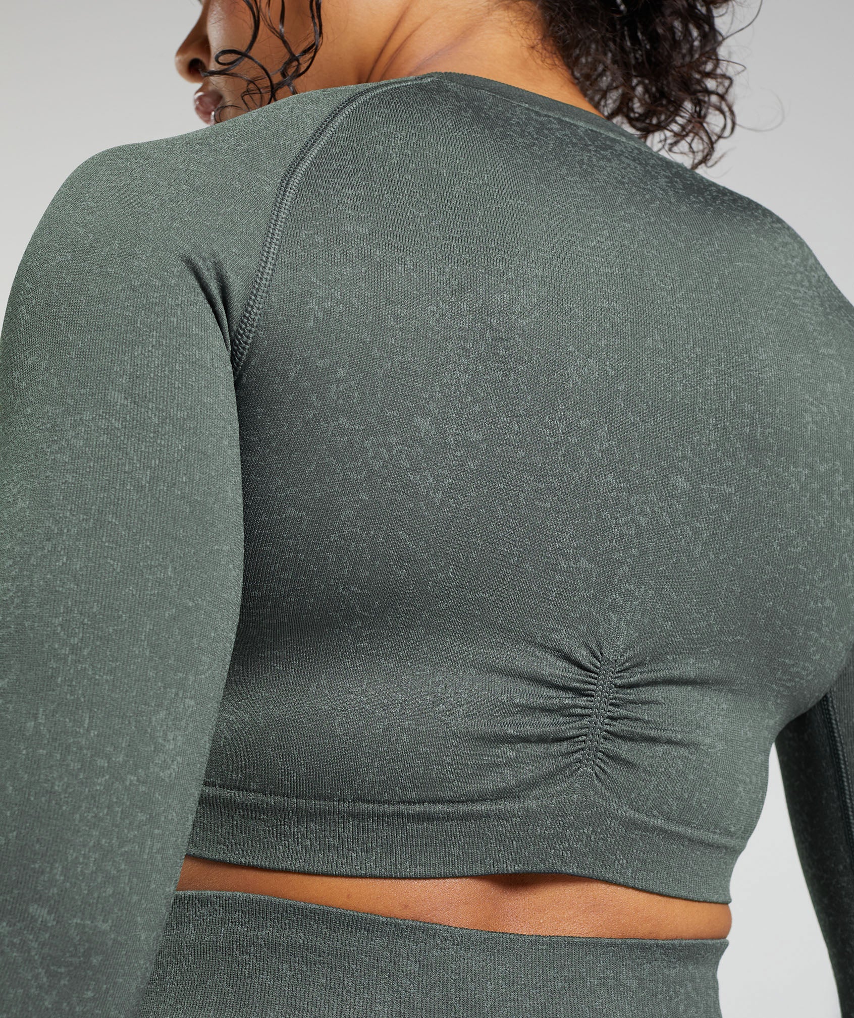 Adapt Fleck Seamless Long Sleeve Crop Top in Slate Teal/Cargo Teal - view 6