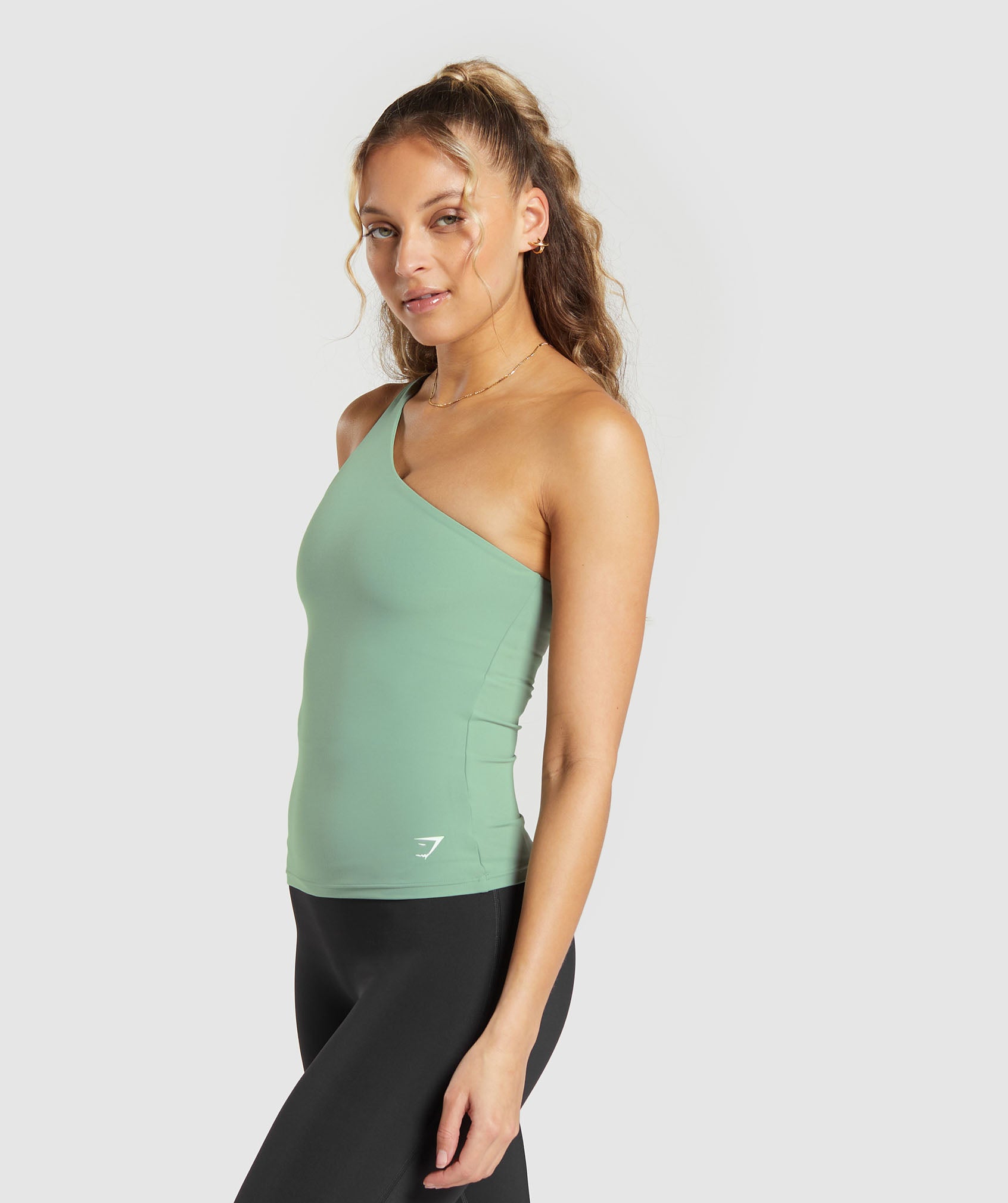 Asymmetric Tank With Shelf in Dollar Green - view 3