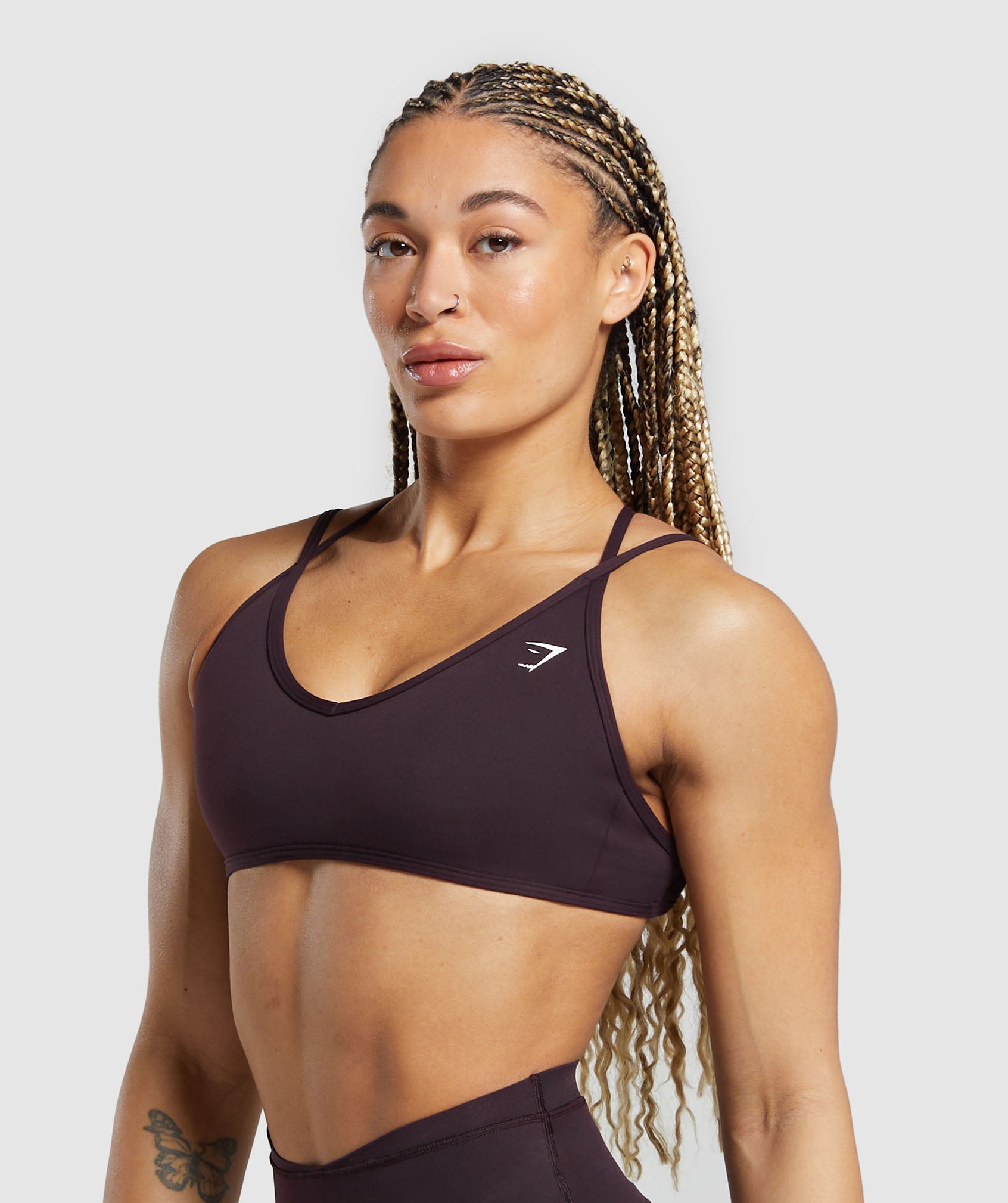 Back Gains Sports Bra in Plum Brown - view 3