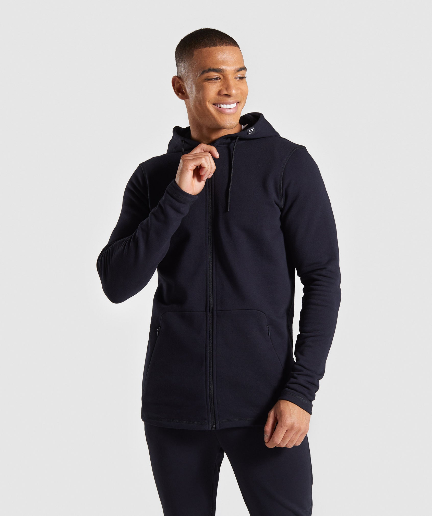 Carbon Zip Hoodie in Black - view 1