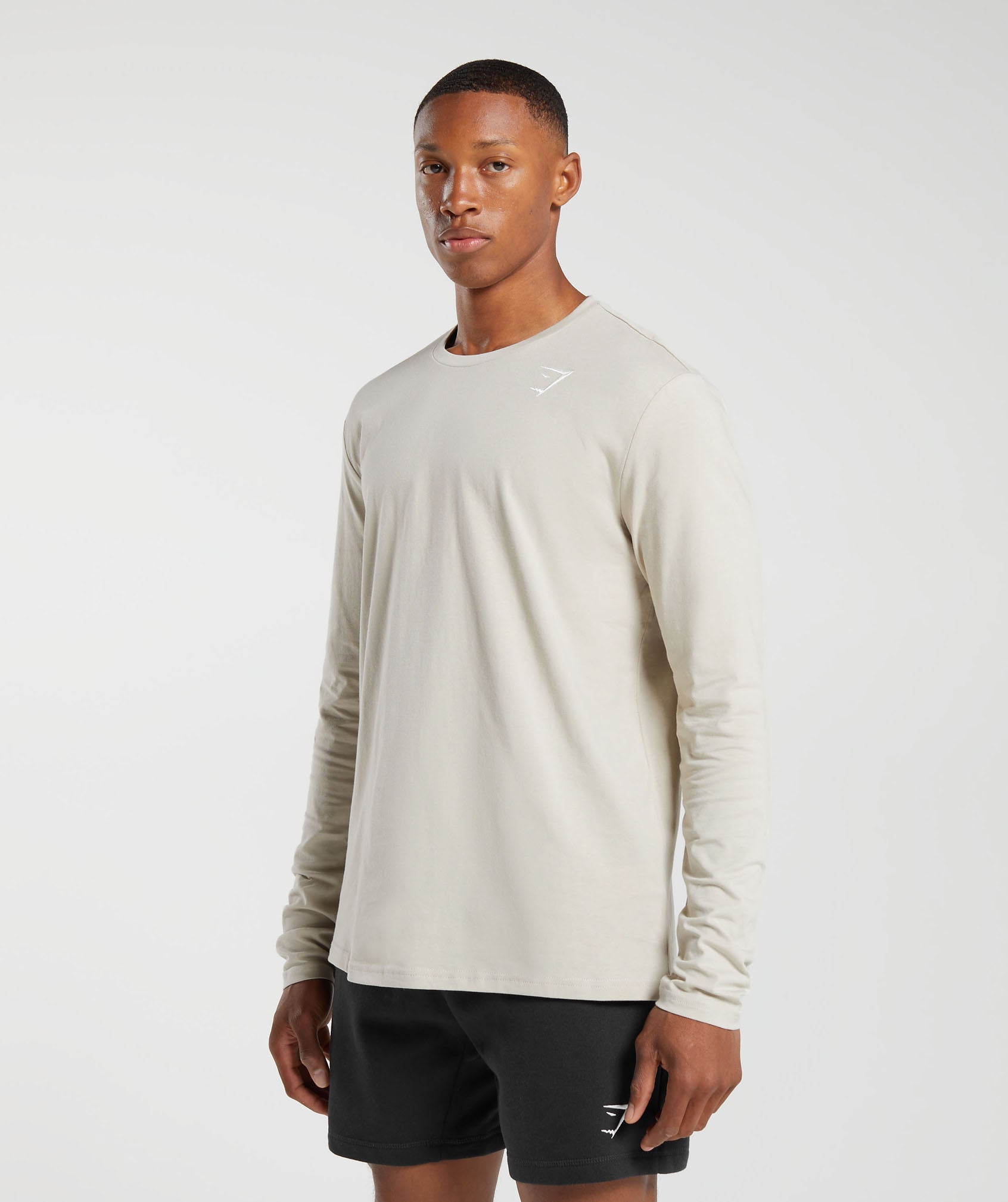Crest Long Sleeve T-Shirt in Pebble Grey - view 3