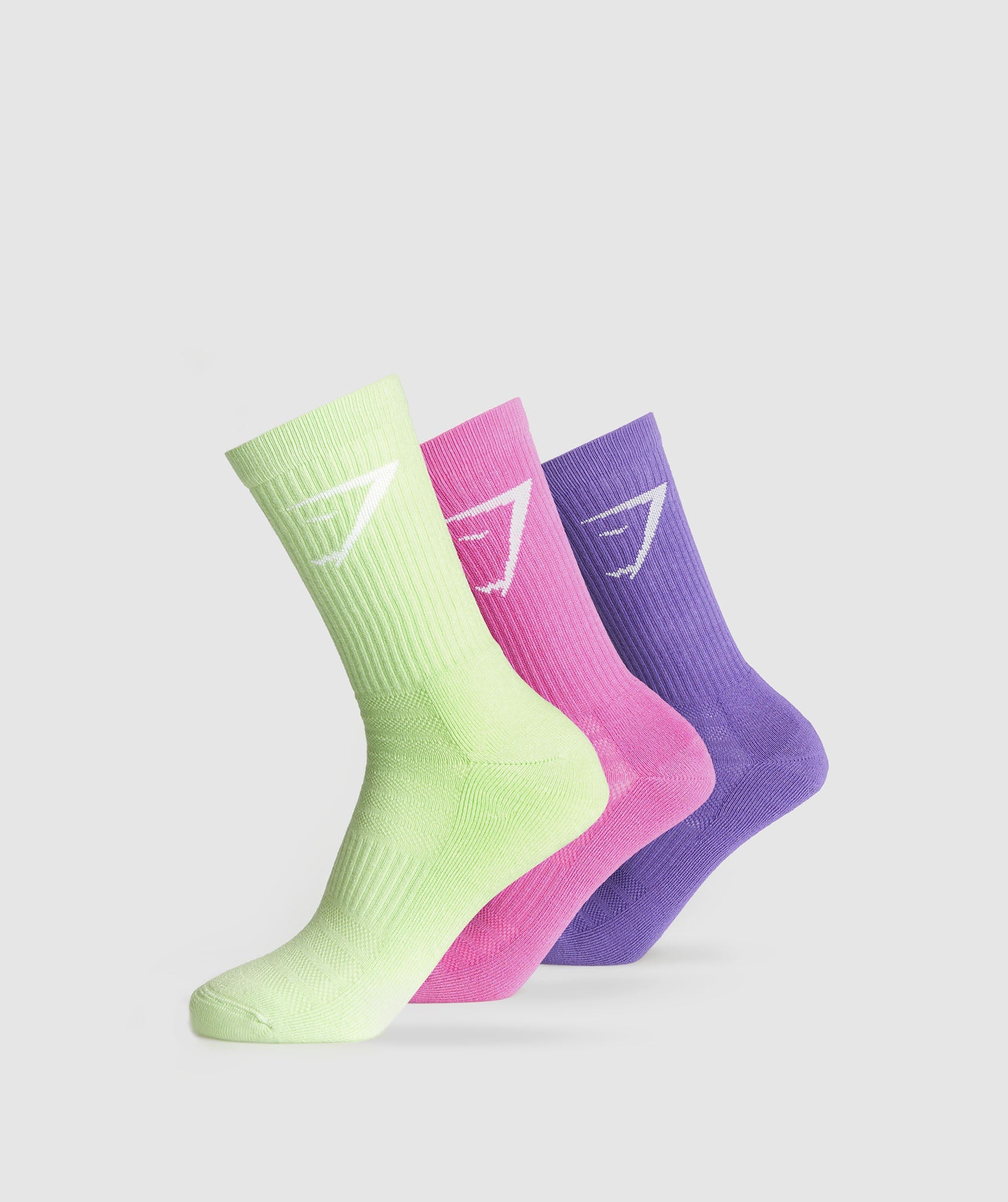 Crew Socks 3pk in Pastel Sage Green/Shelly Pink/Stellar Purple - view 1