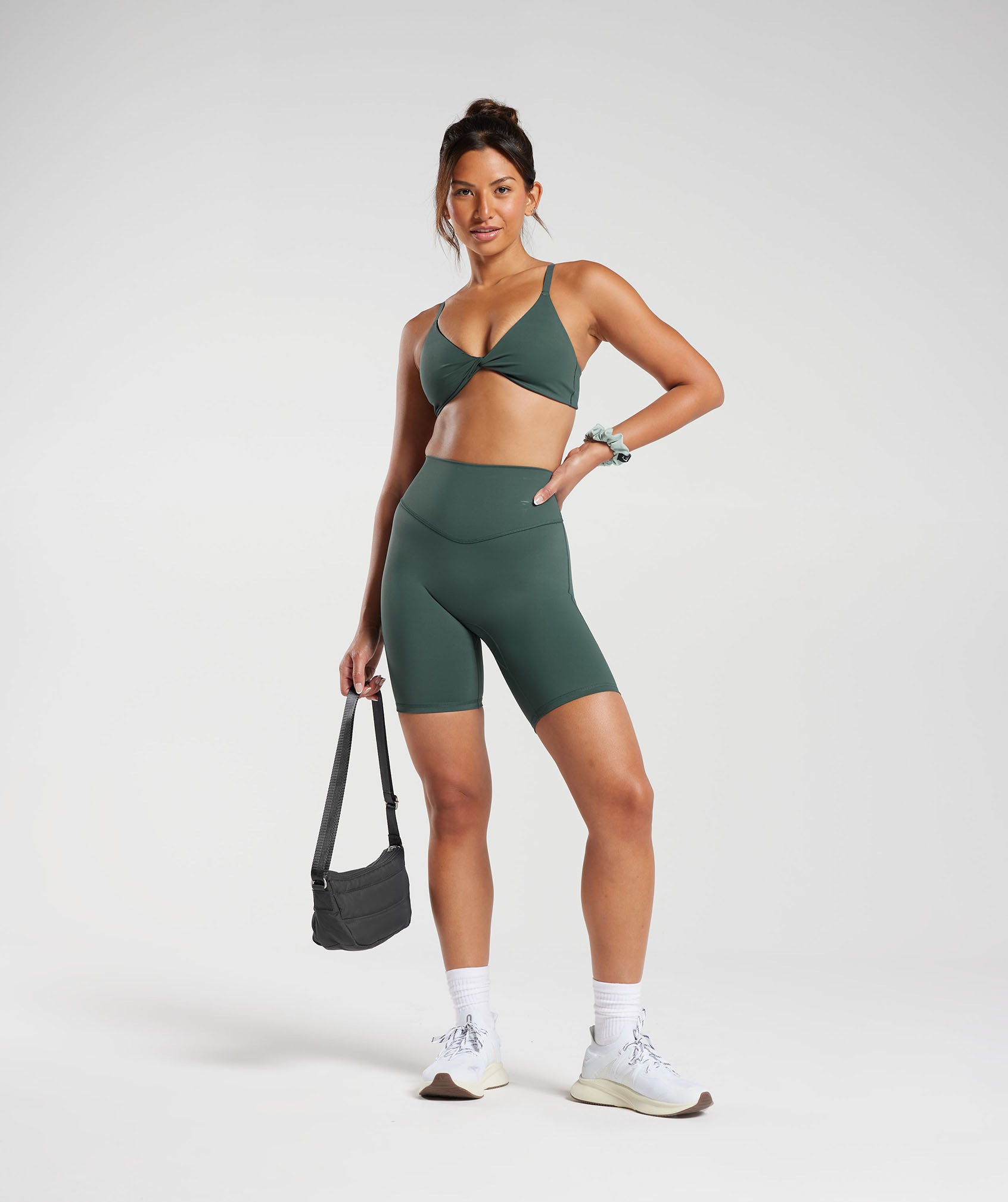 Elevate Cycling Shorts in Fog Green - view 4