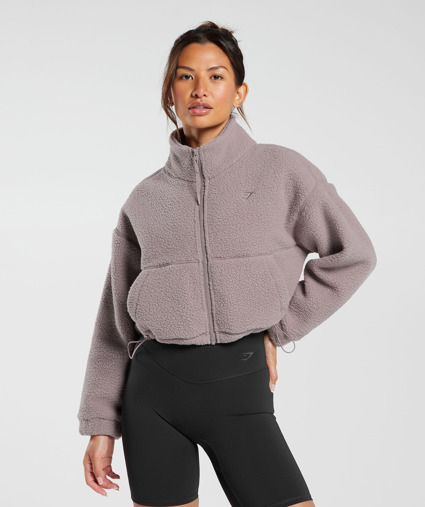 Elevate Fleece Midi Jacket in Washed Mauve - view 1